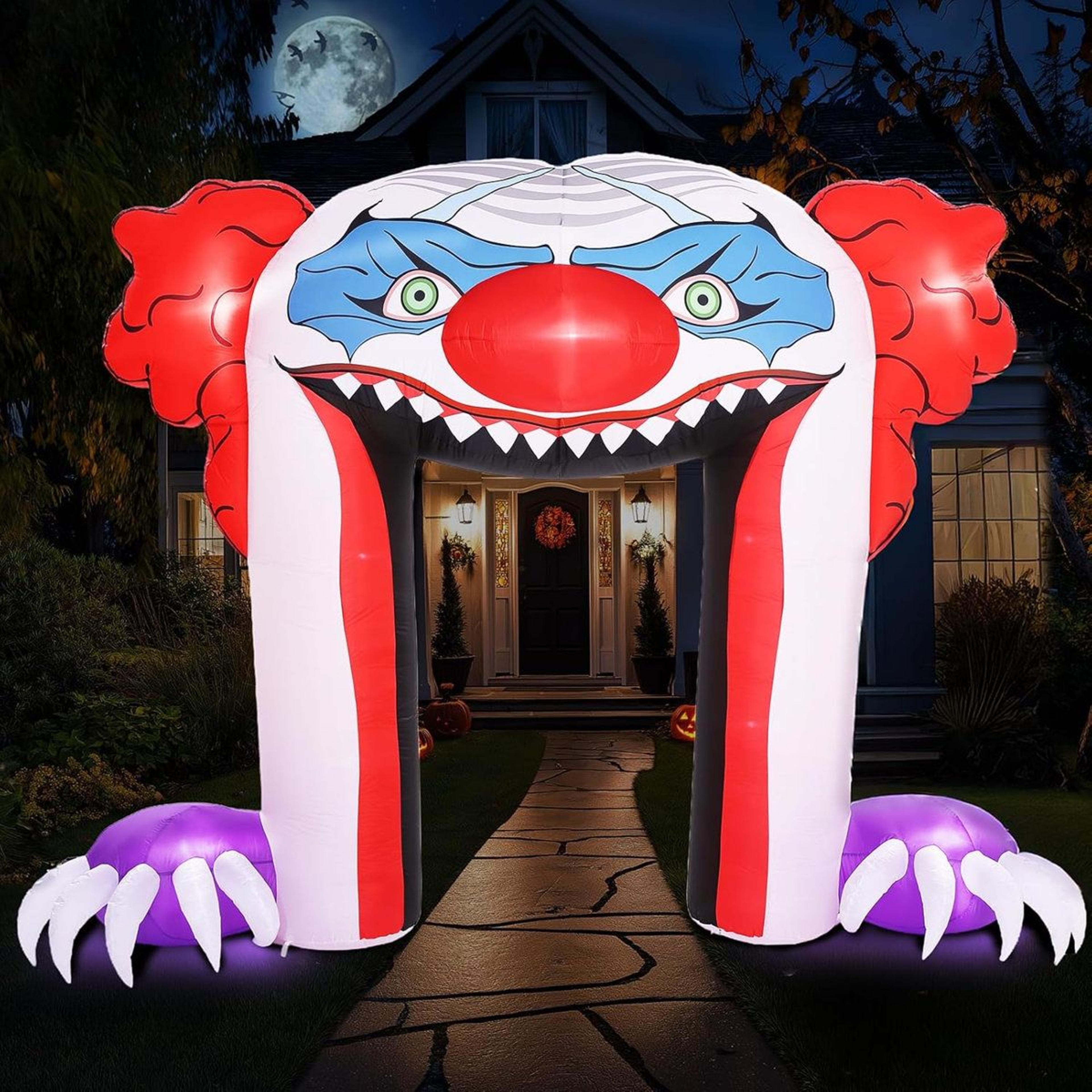 giant 11 ft creepy clown archway halloween inflatable yard decor