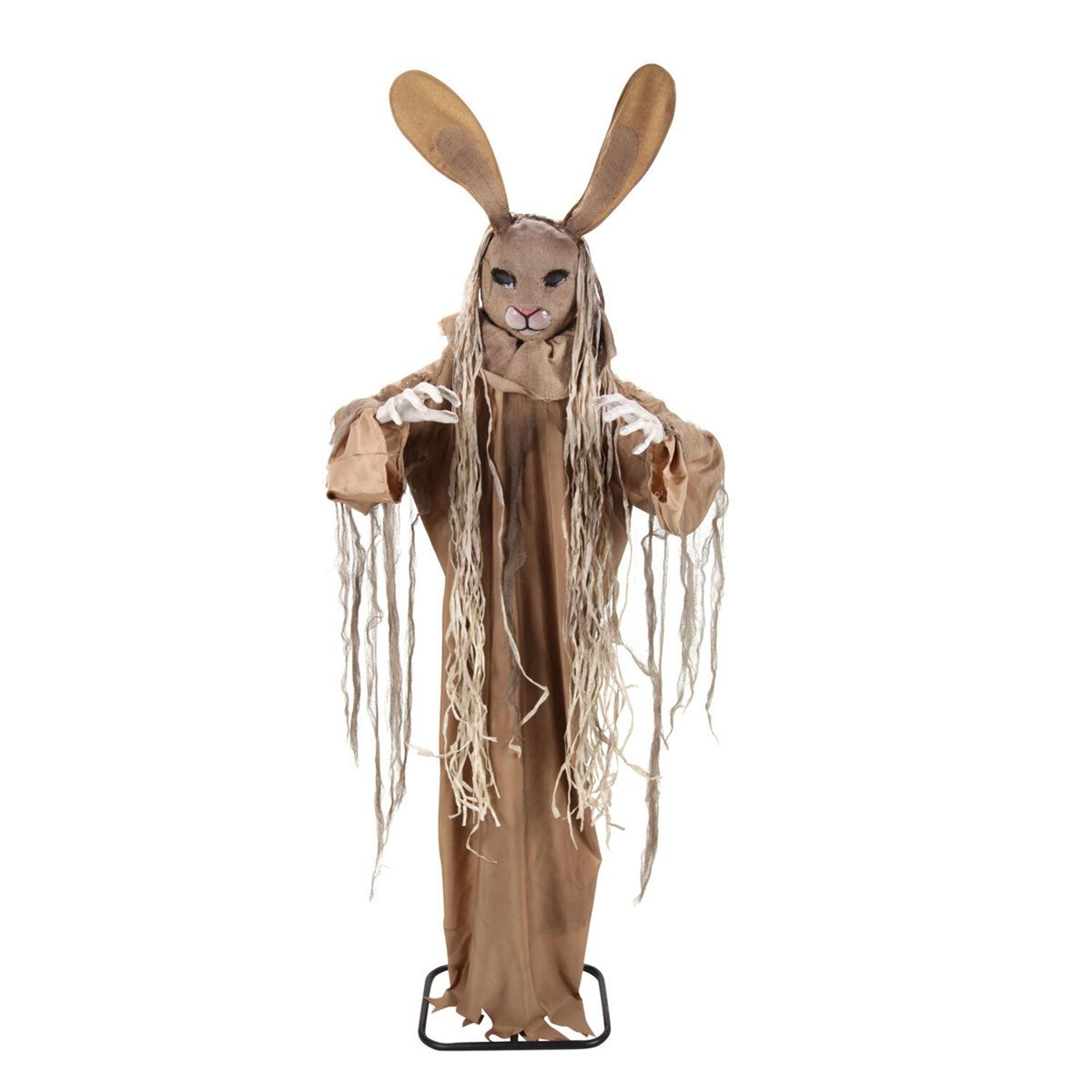 haunted hill farm 5.7 ft animated rabbit halloween animatronic with red led eyes