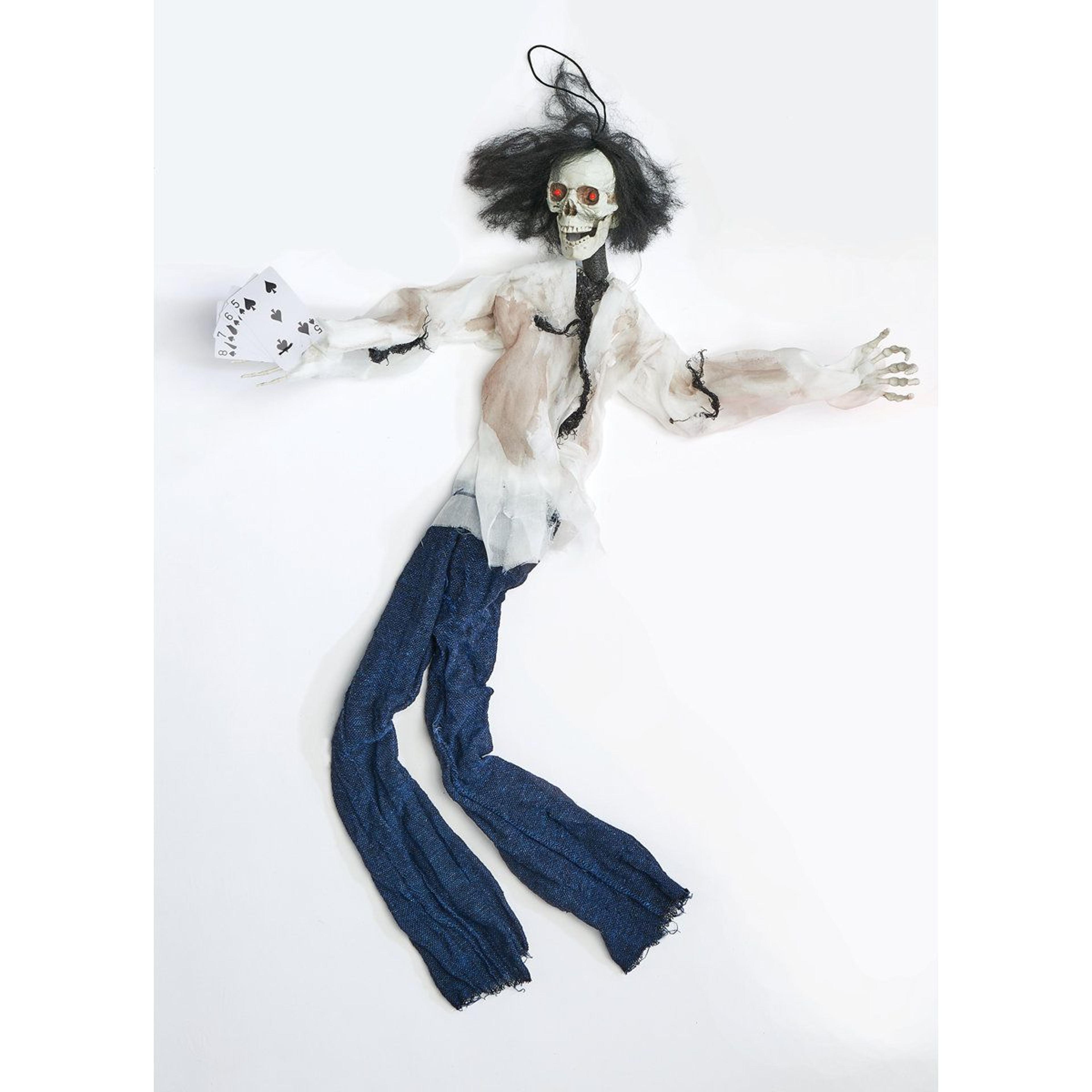 36 inch light up halloween ghoul hanging decor with playing cards
