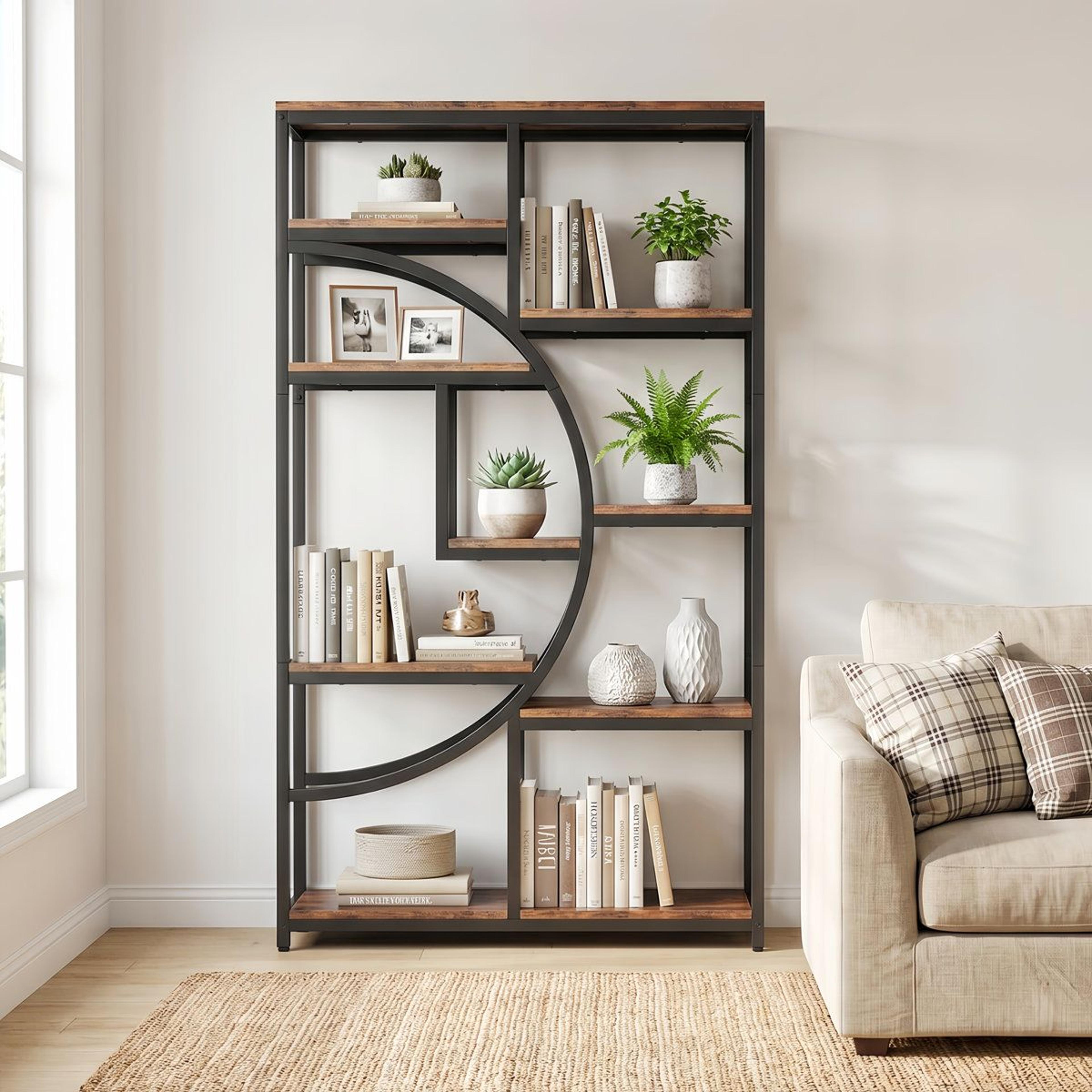 oscer industrial 5 tier etagere bookcase with open shelving