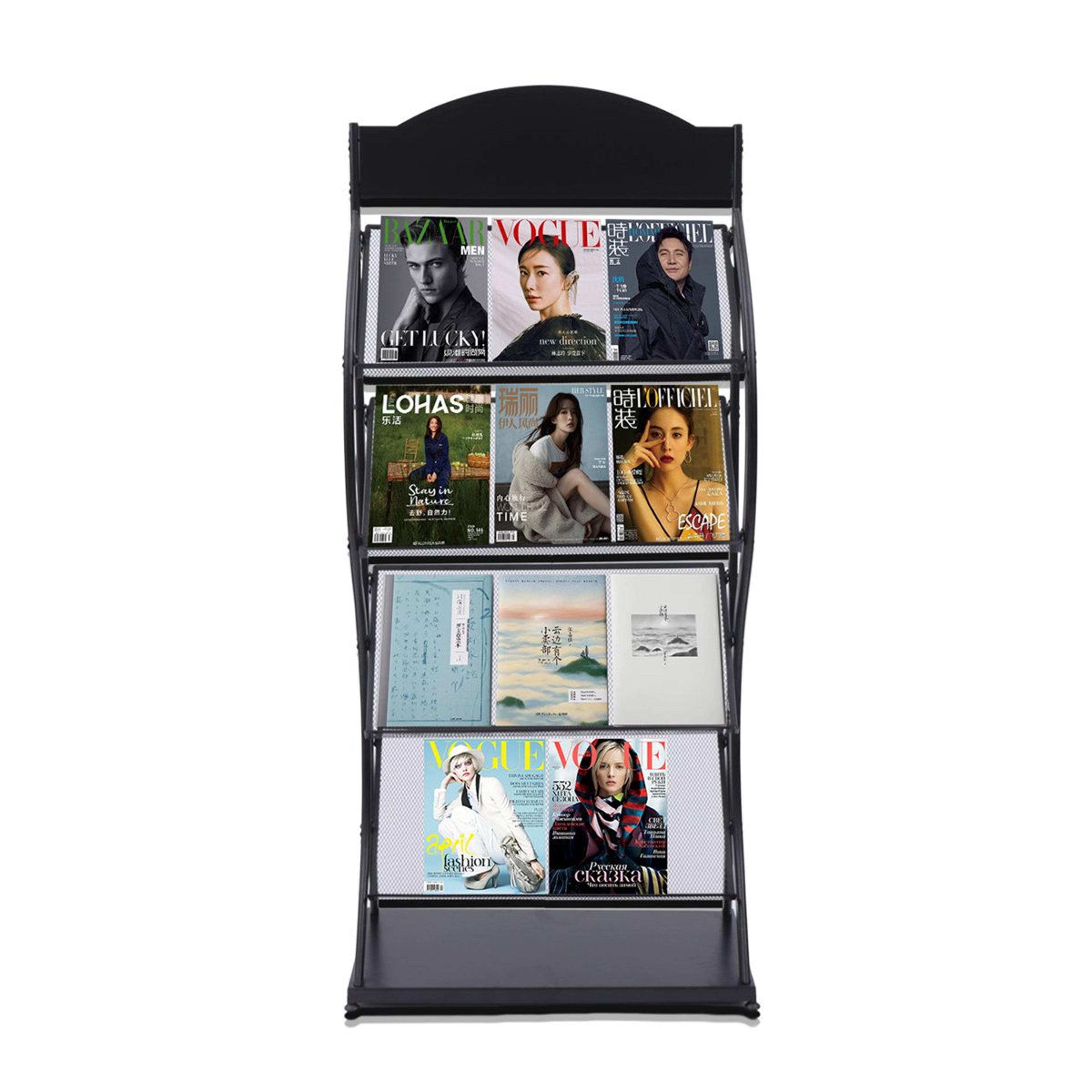 4 tier floor standing magazine rack and brochure display stand