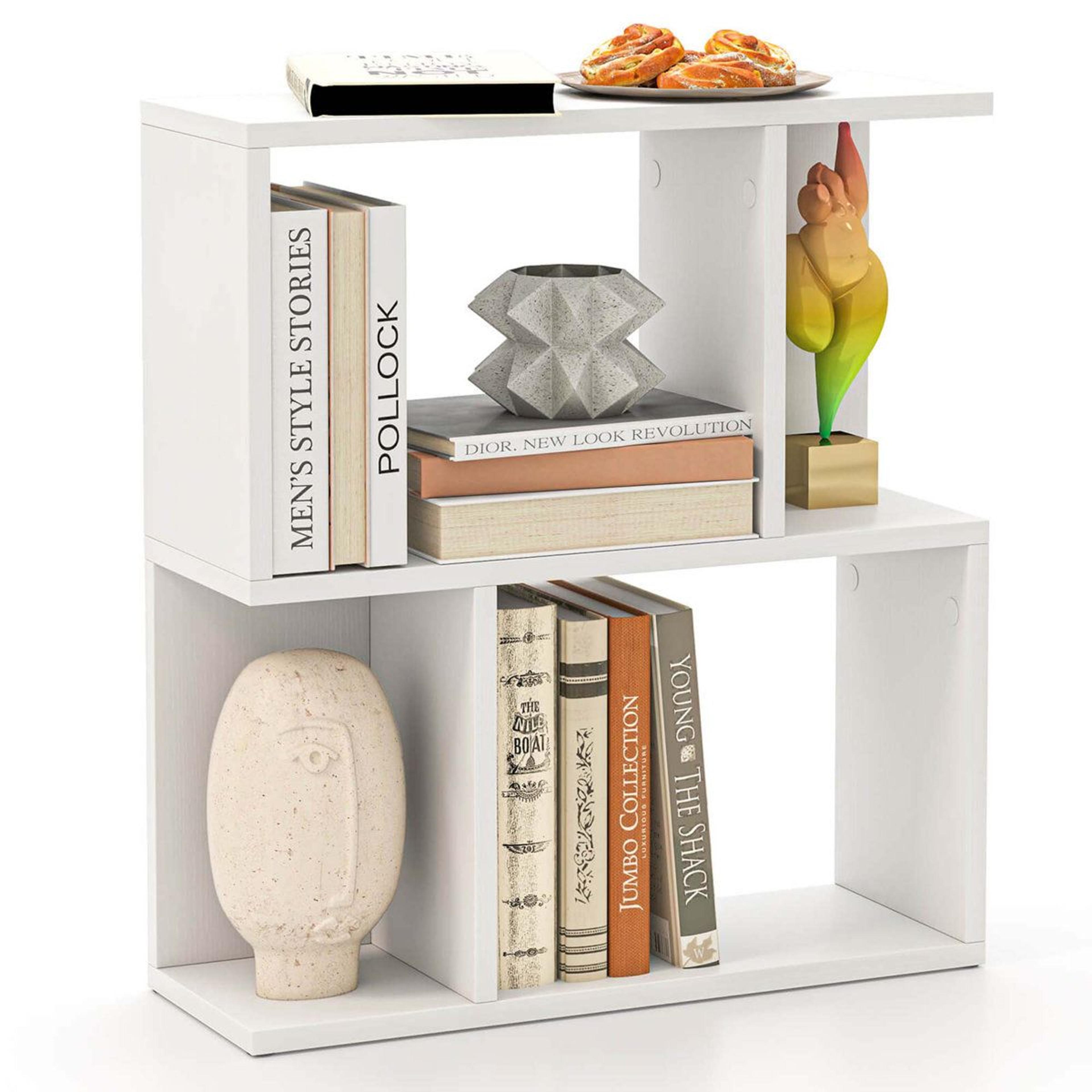 modern 3 tier bookshelf geometric bookcase side table with open storage