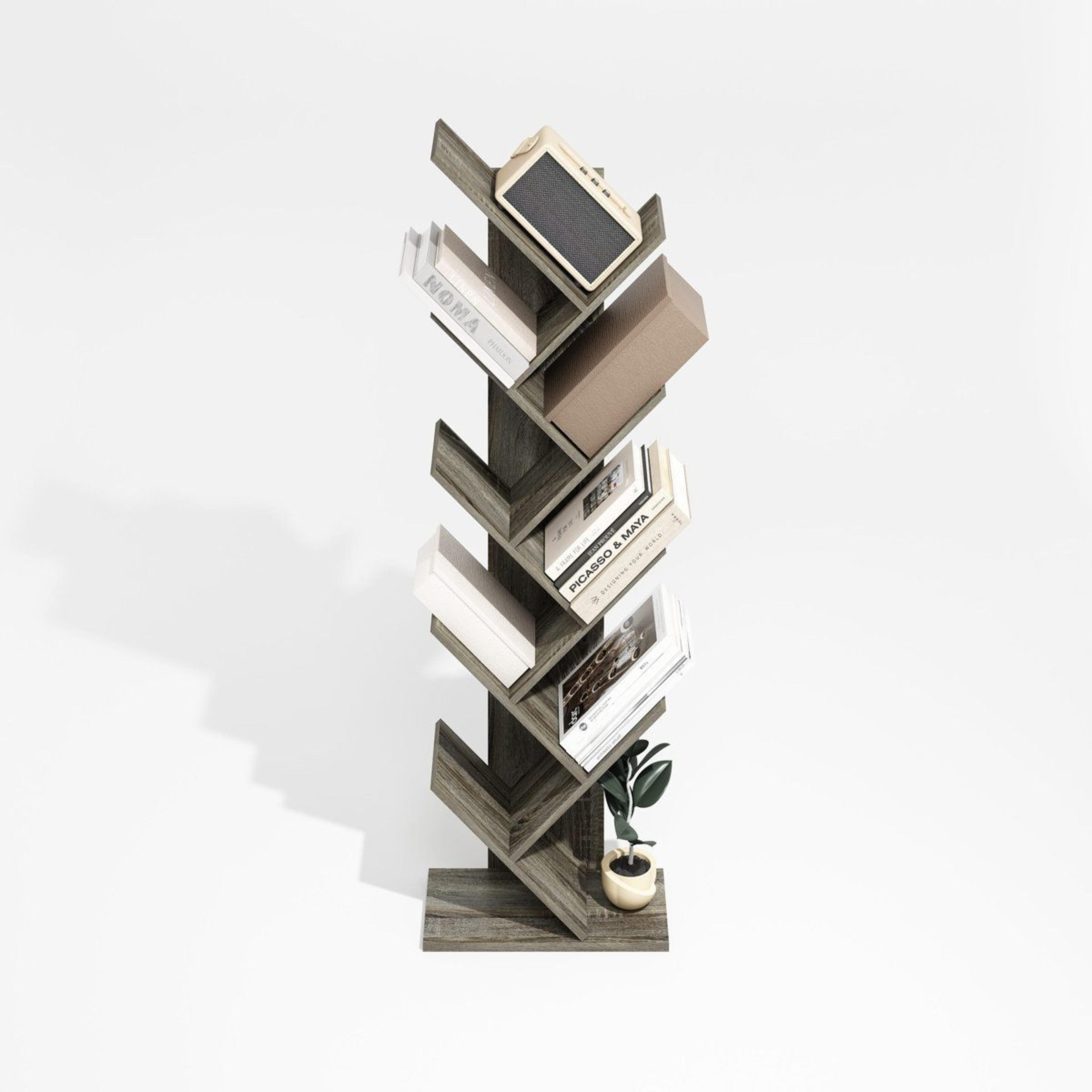 george oliver 9 tier bookshelf space saving narrow vertical bookcase