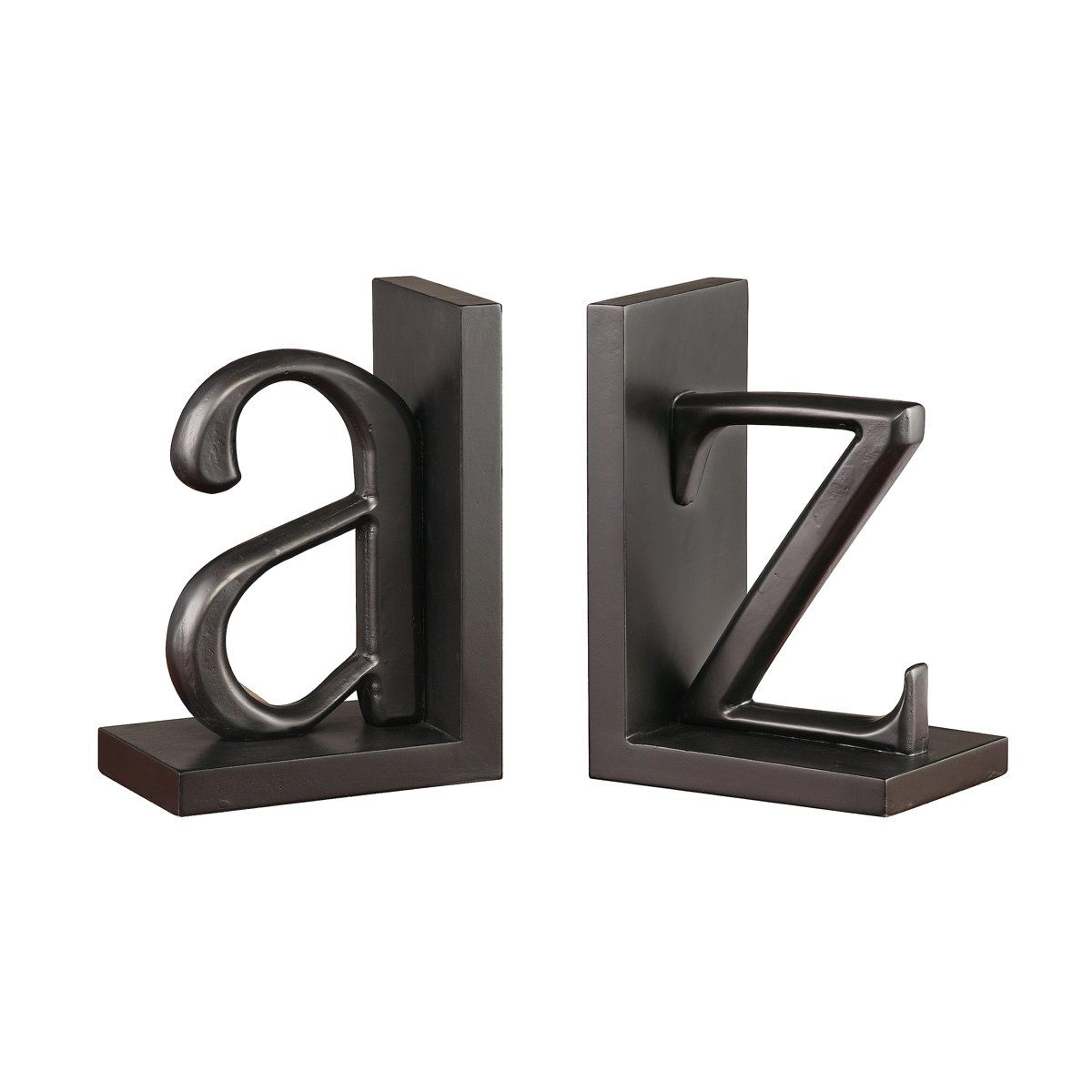 modern black wood bookends set of 2 decorative alphabet bookshelf decor