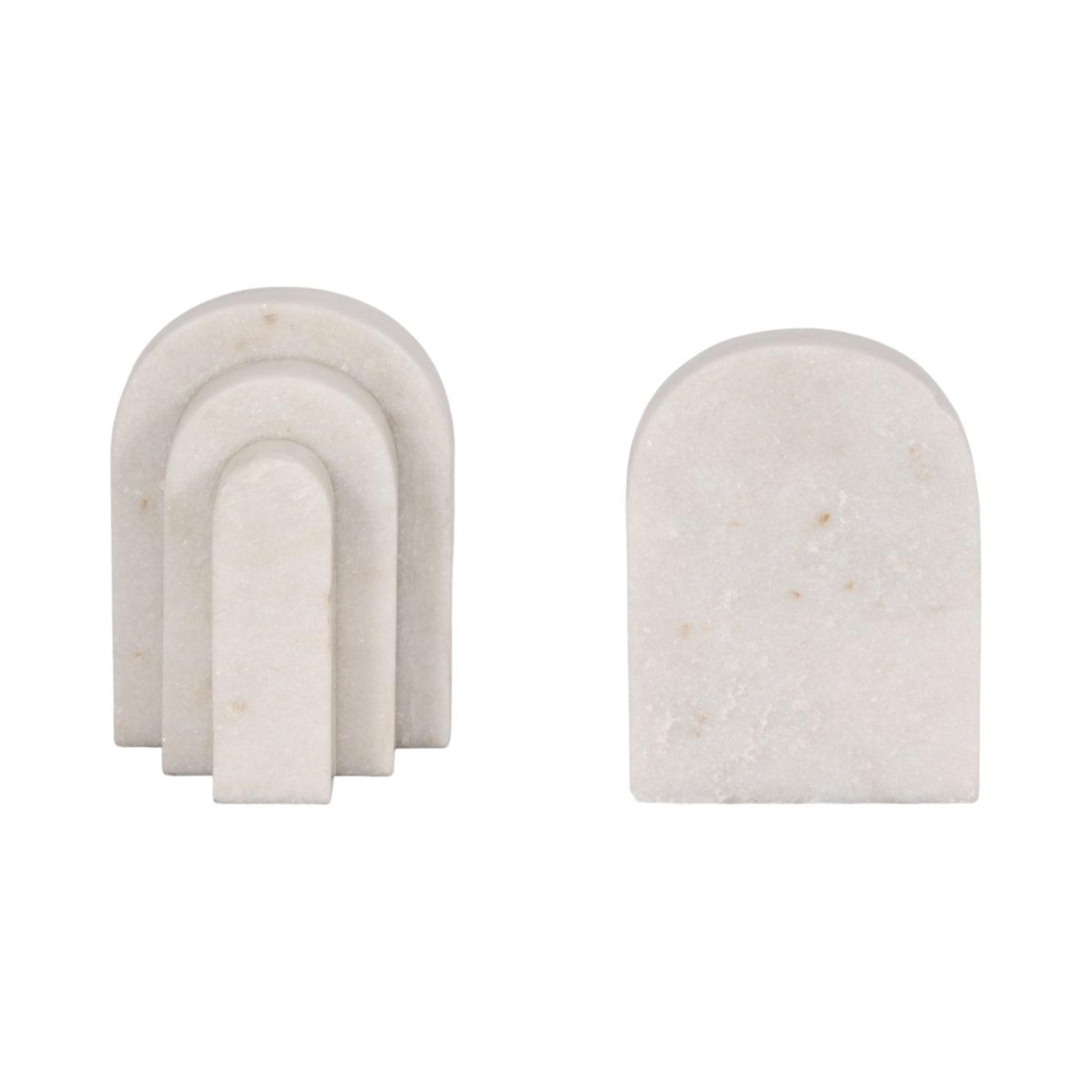 sculptural white marble bookends set of 2 for modern bookshelf decor
