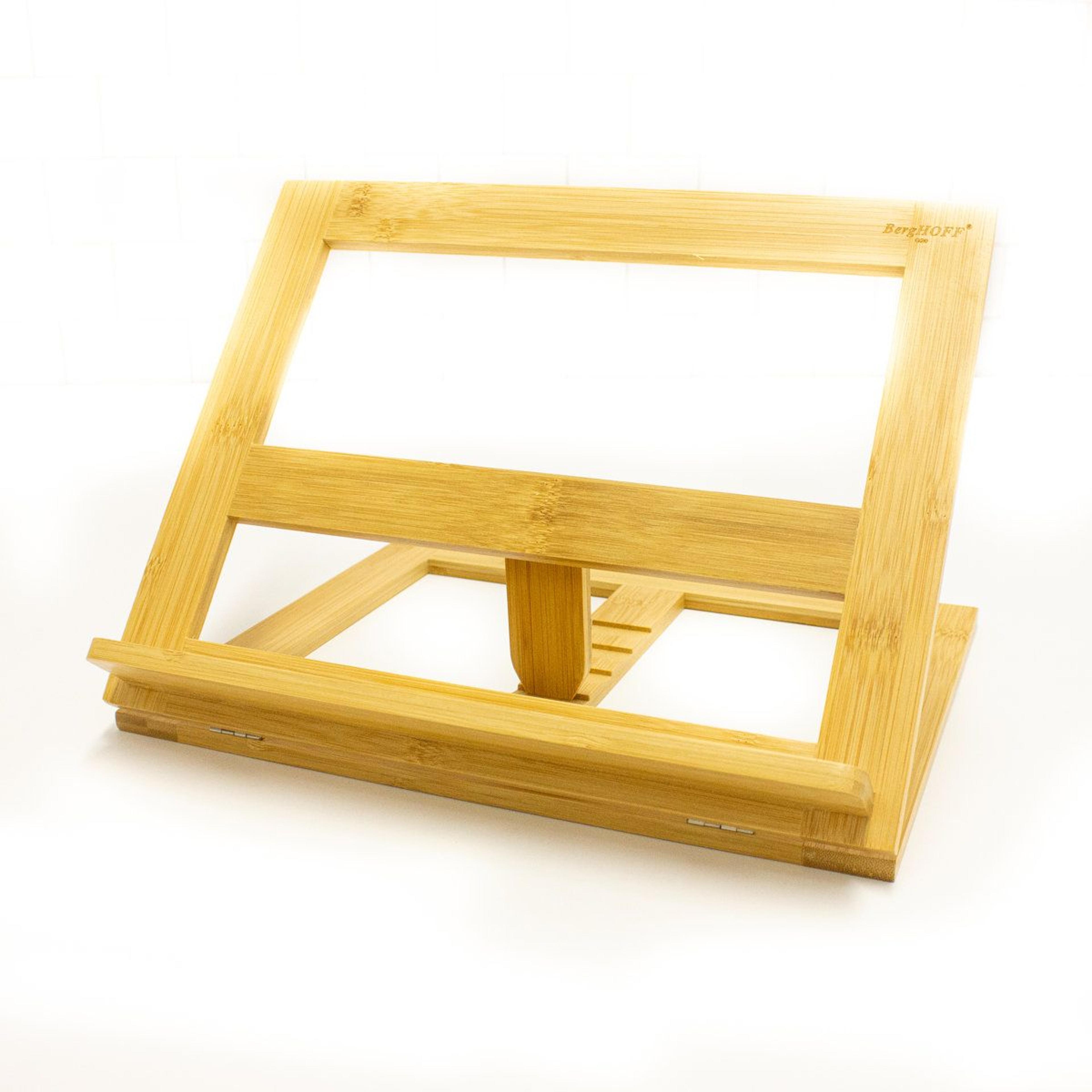 bamboo cookbook and tablet holder adjustable kitchen stand
