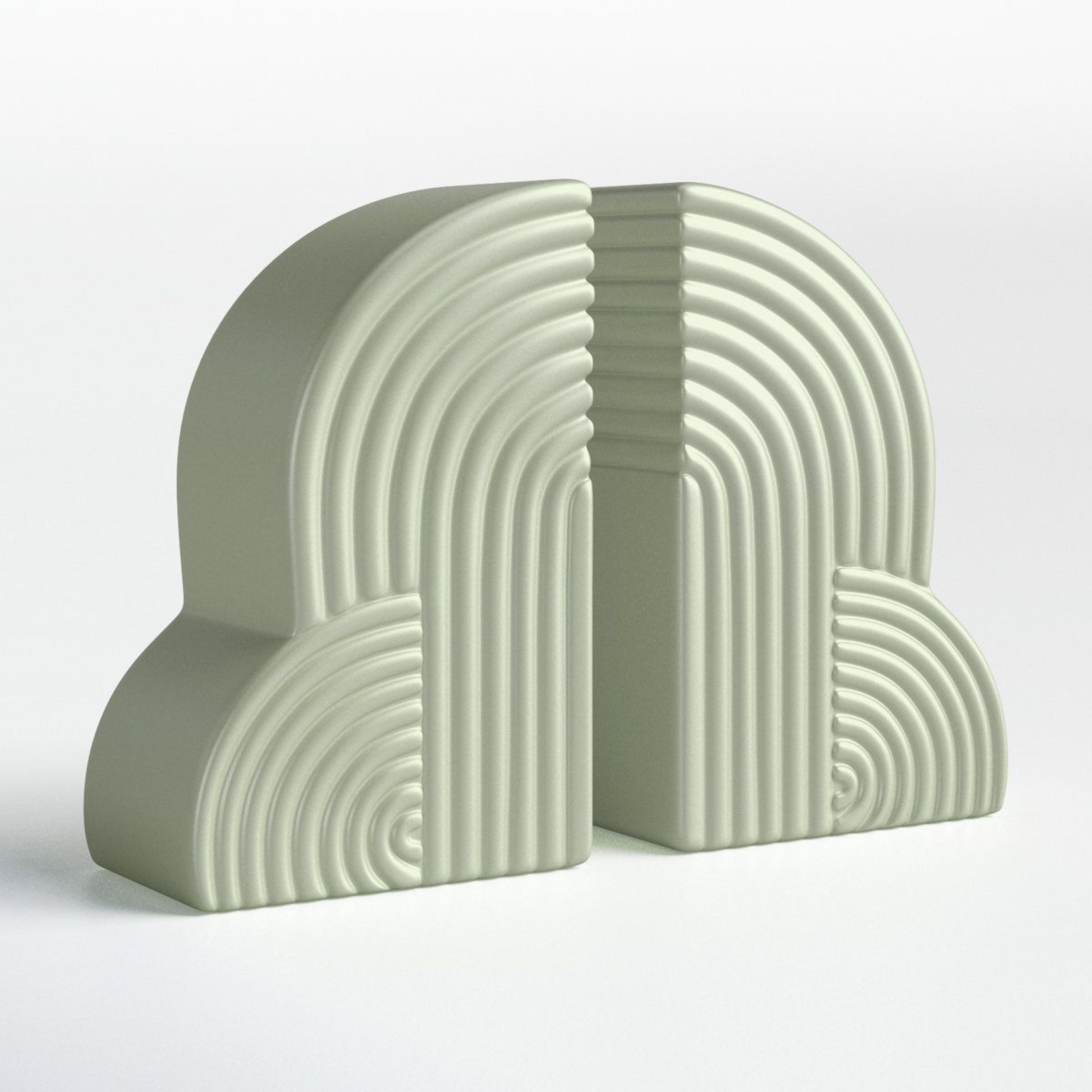 modern textured arch bookends set of 2 ceramic decorative bookends
