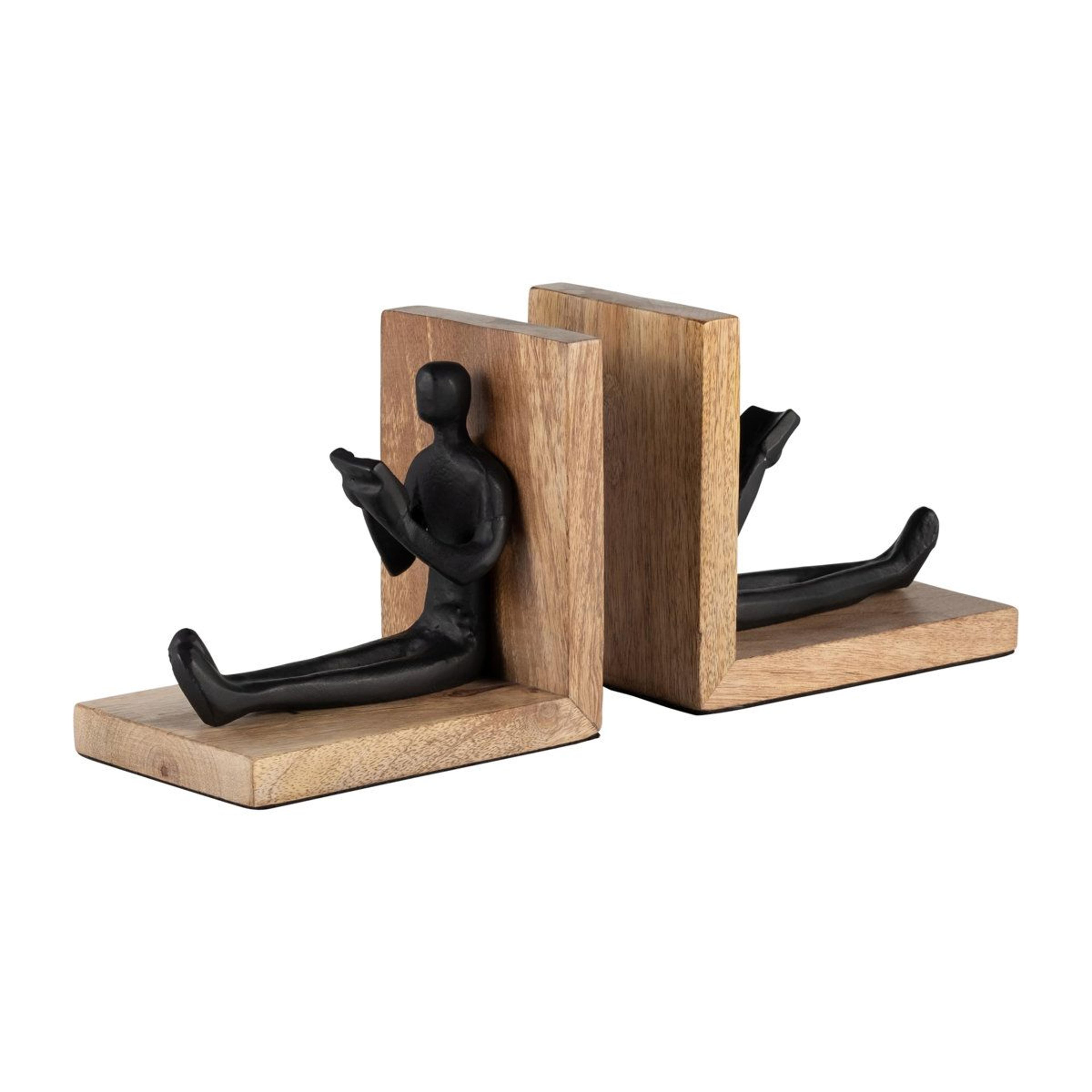 man reading decorative bookends for bookshelf and office