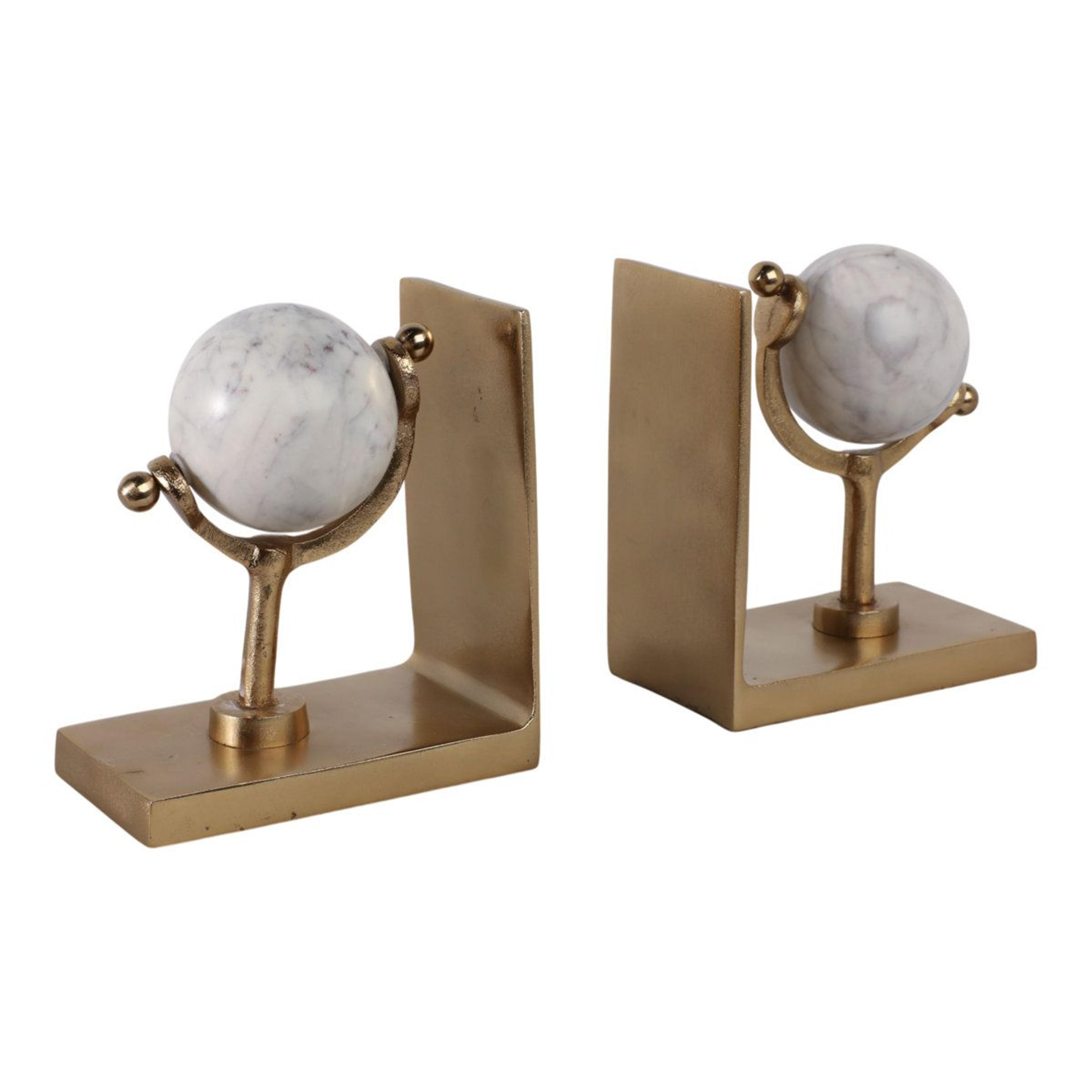 modern marble globe bookends gold sculptural bookshelf decor set of 2