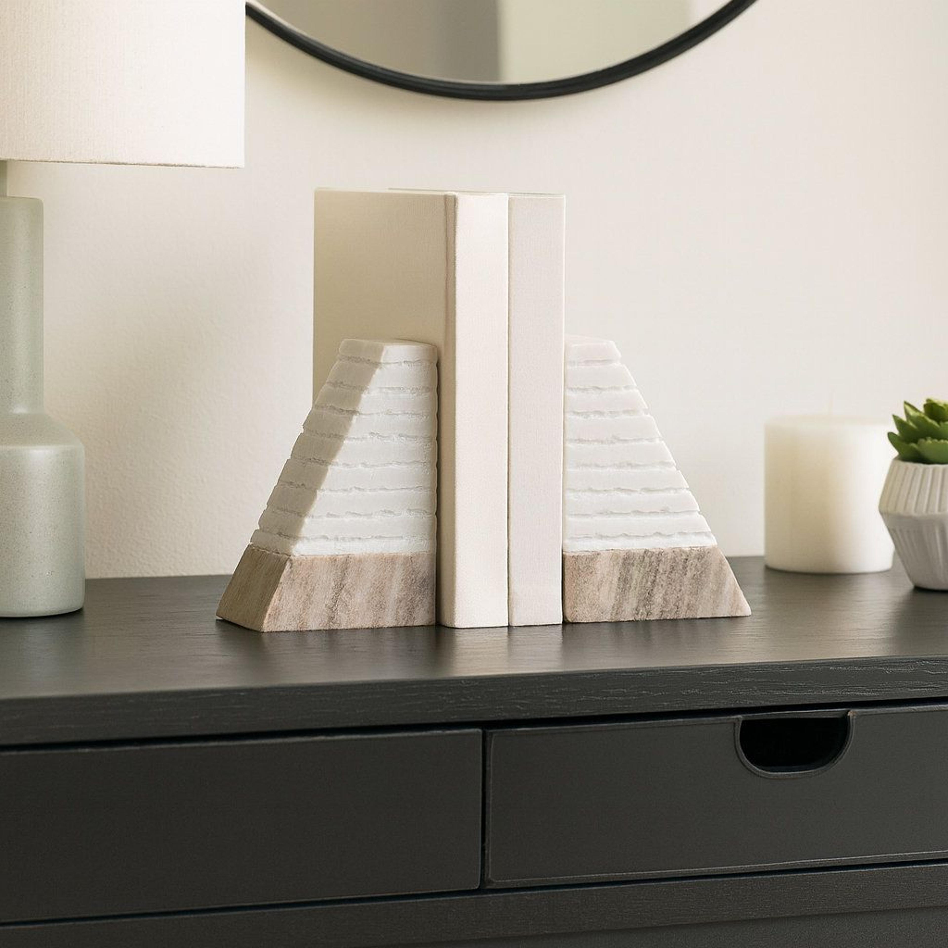 modern marble bookends set of 2 decorative bookends for bookshelf decor