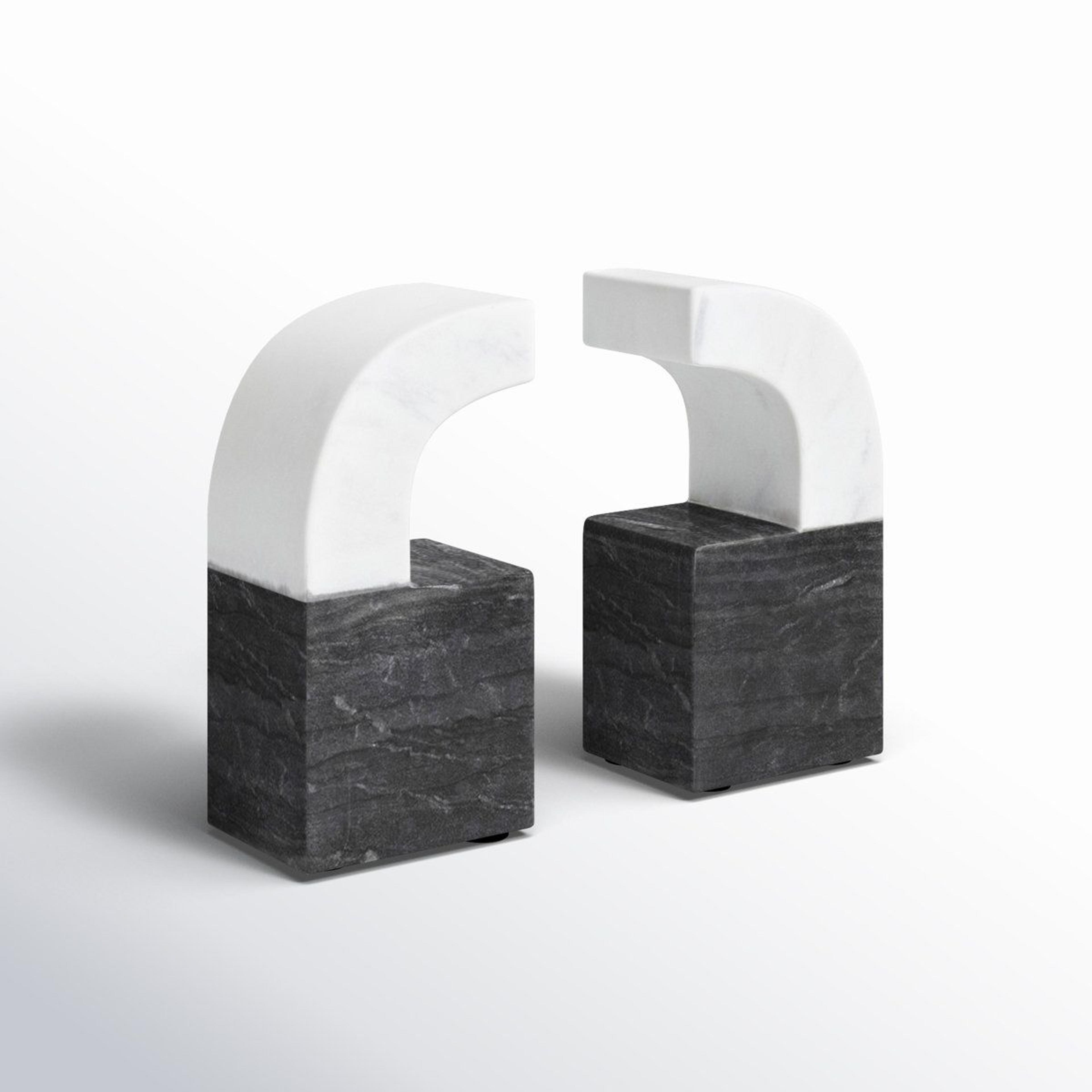 2-tone marble bookends set of 2 modern decorative bookshelf bookends