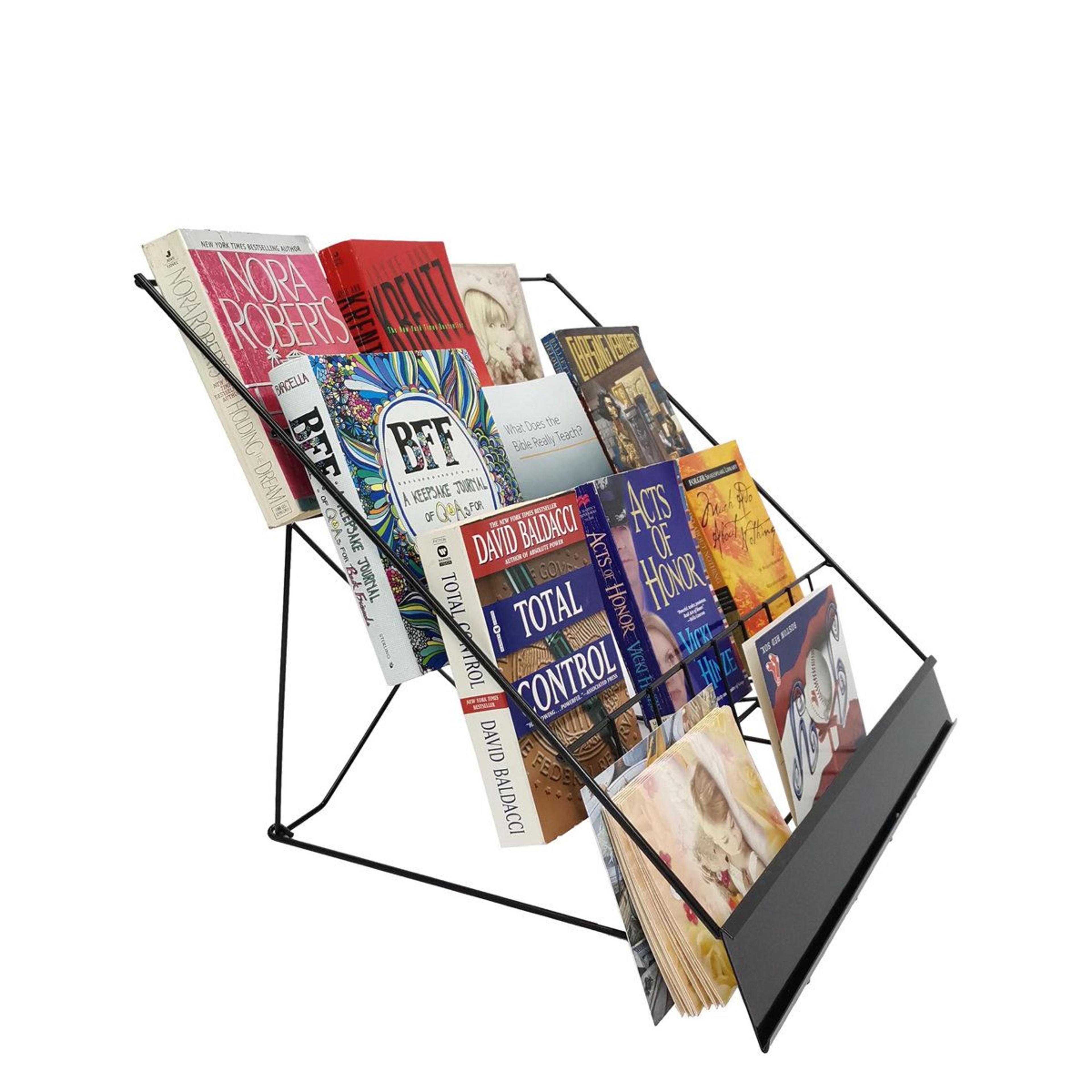 4 tier wire display rack for brochures magazines books and literature