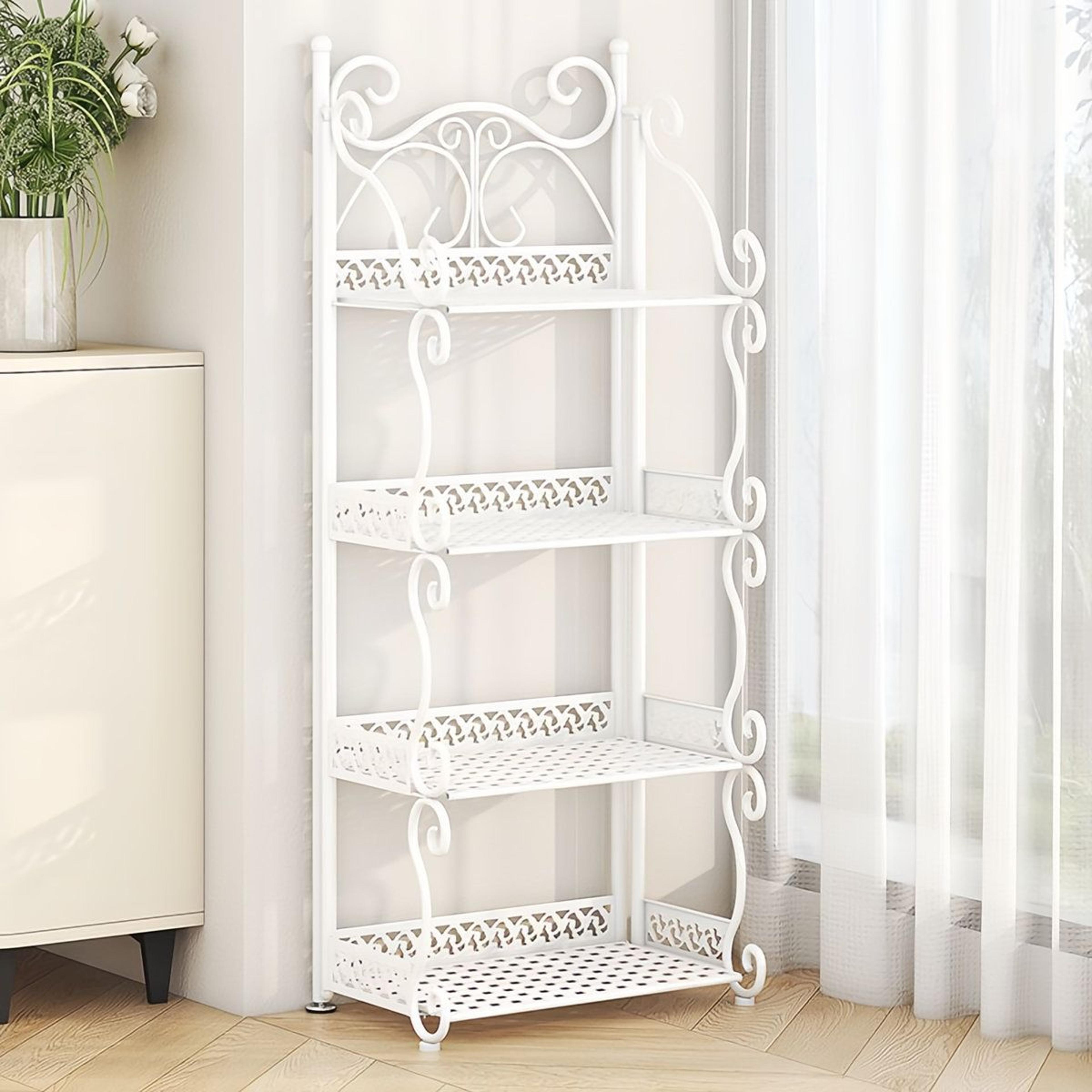 folding bookshelf 4 tier metal bookcase space saving display shelf