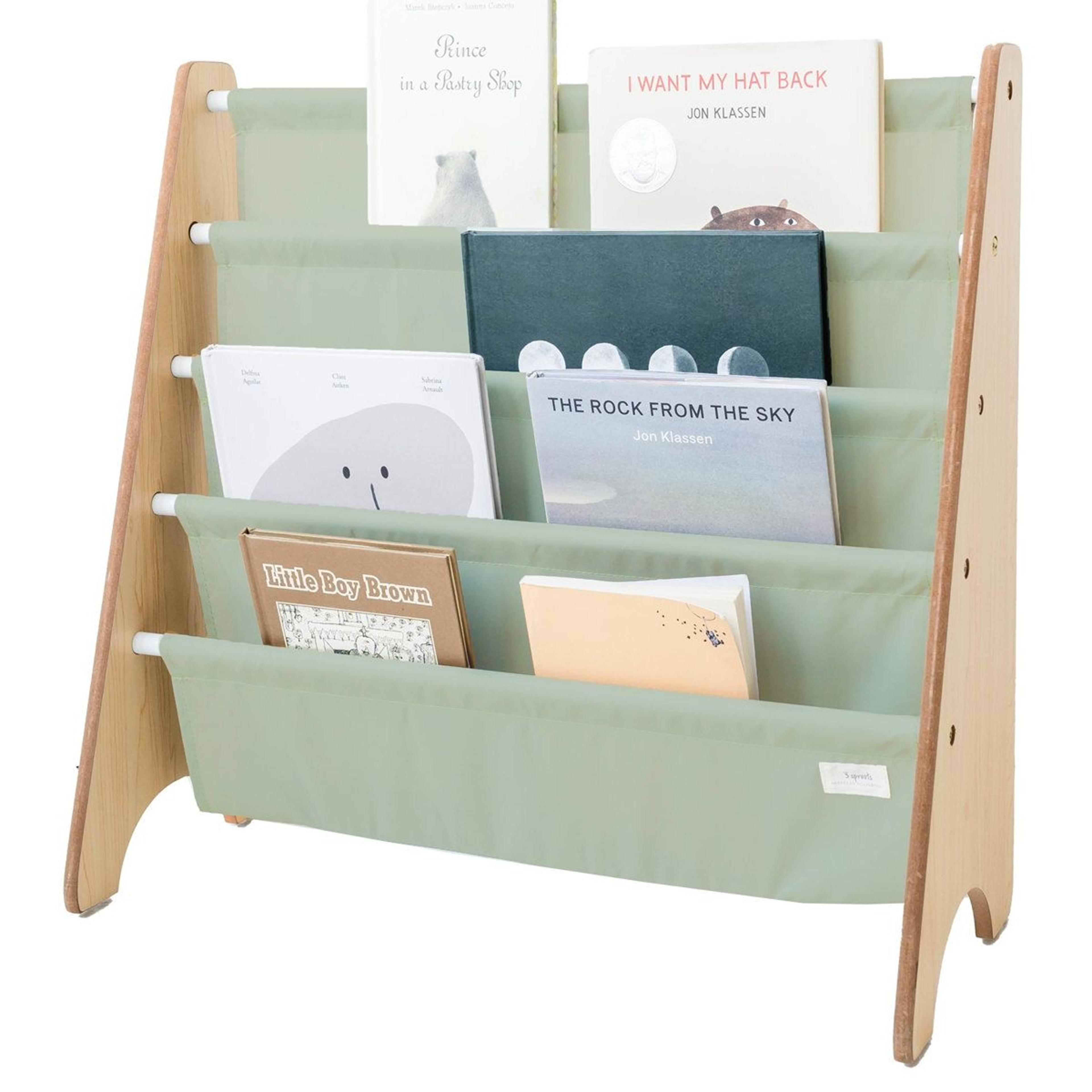 3 sprouts recycled kids book rack toddler bookshelf with front facing storage