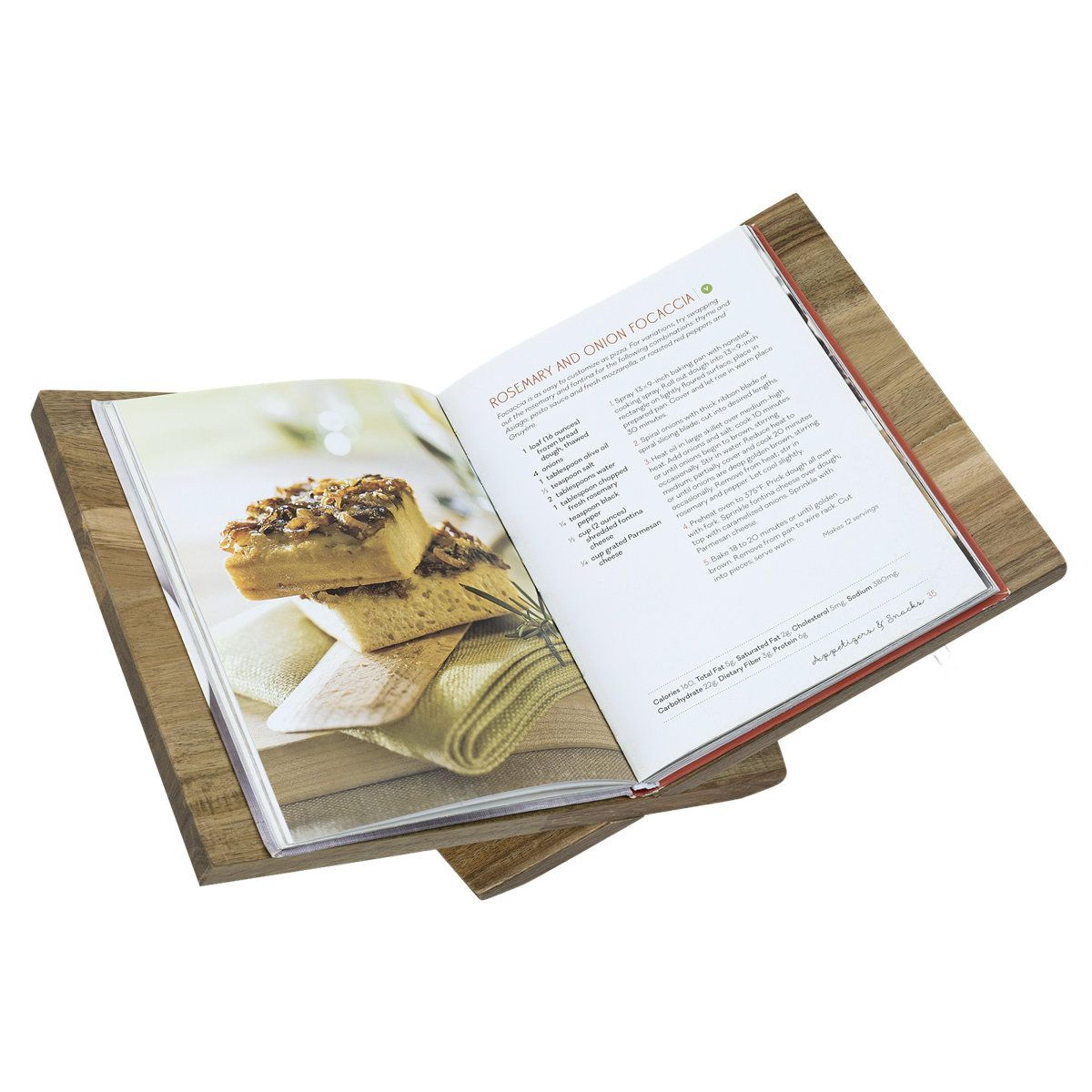 acacia wood cookbook stand kitchen book holder and tablet display