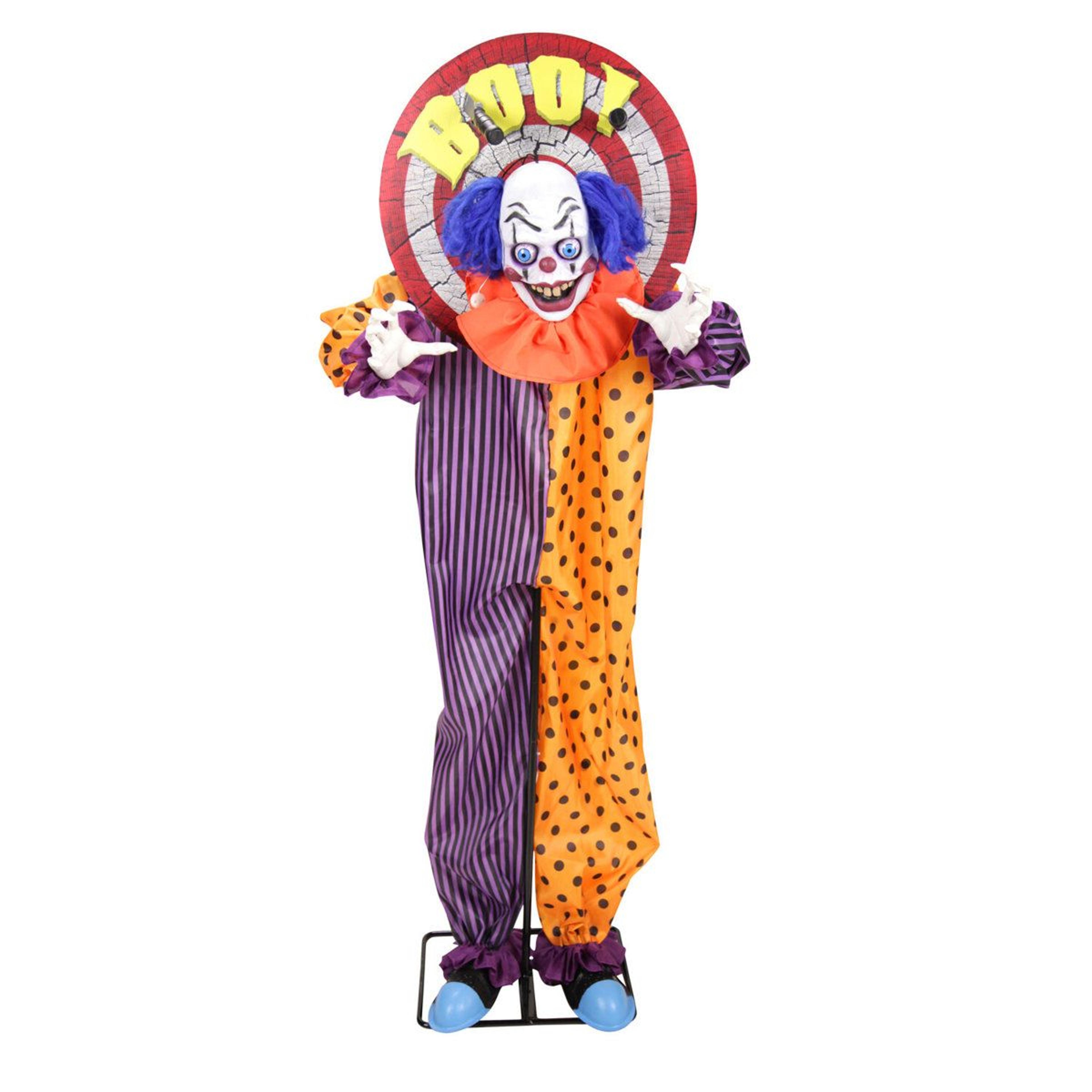 haunted hill farm 5.3 ft animated clown halloween animatronic with red led eyes