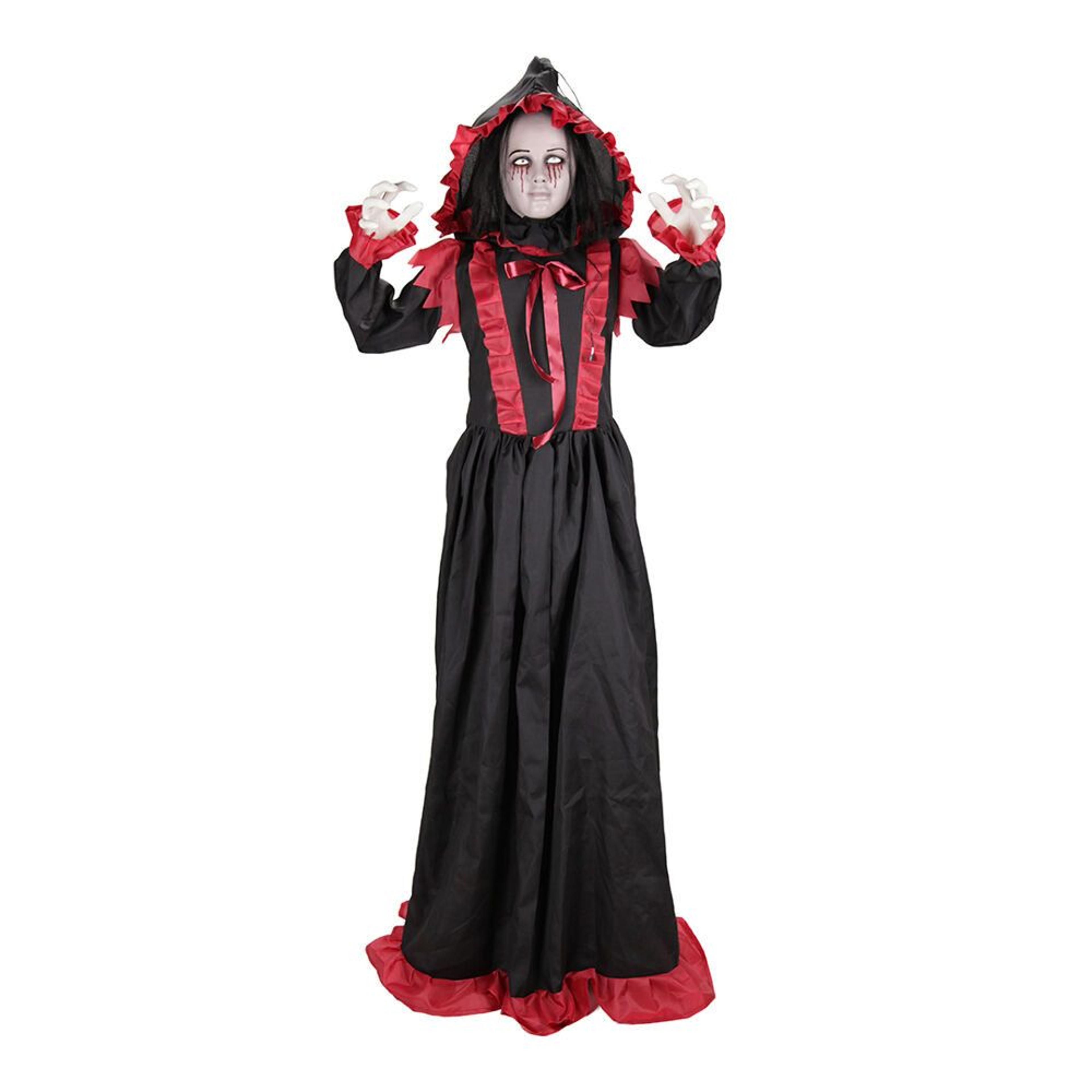 haunted hill farm 5.5 ft double face halloween animatronic with 180° turning head and led eyes