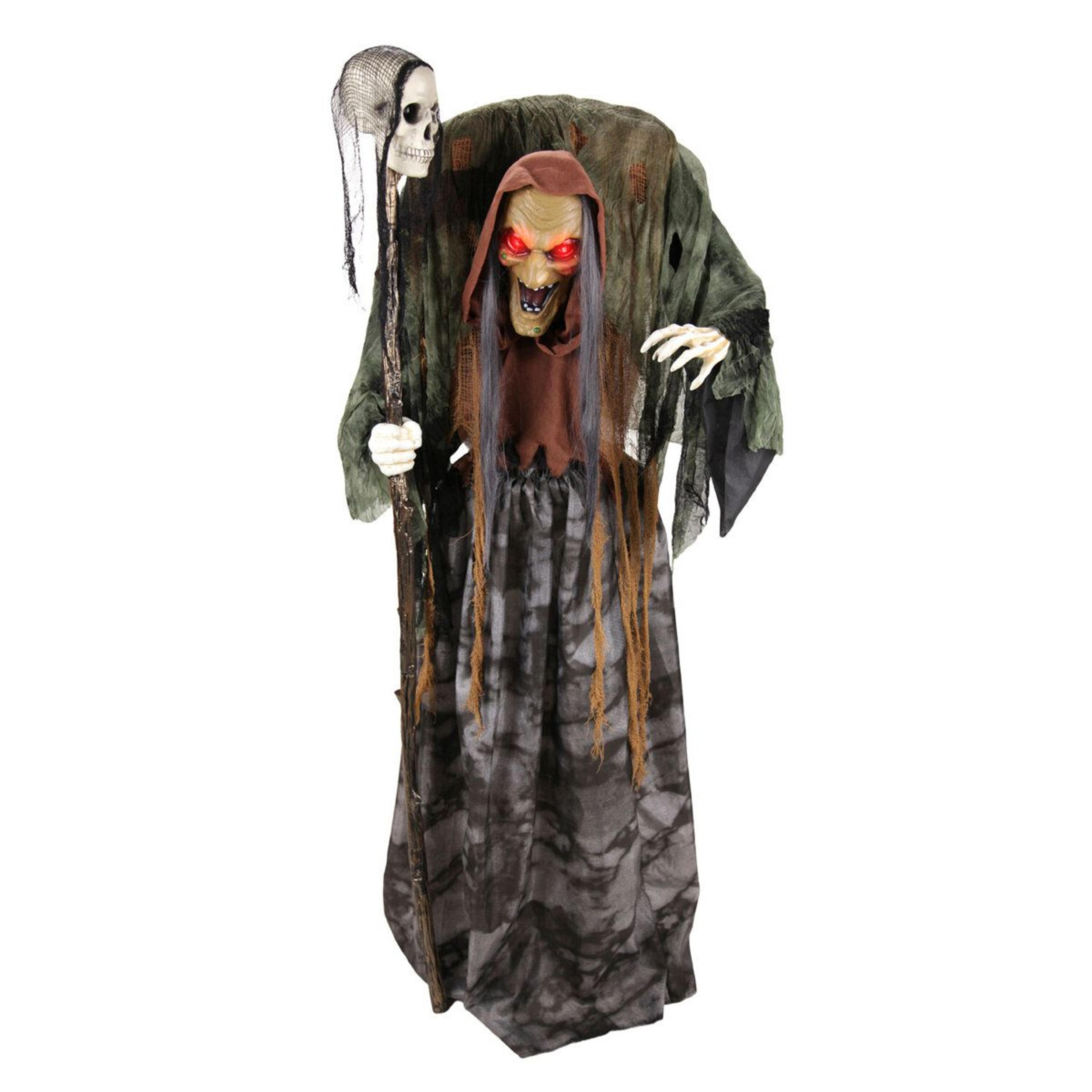 haunted hill farm 5.6 ft animated hunchback witch halloween animatronic