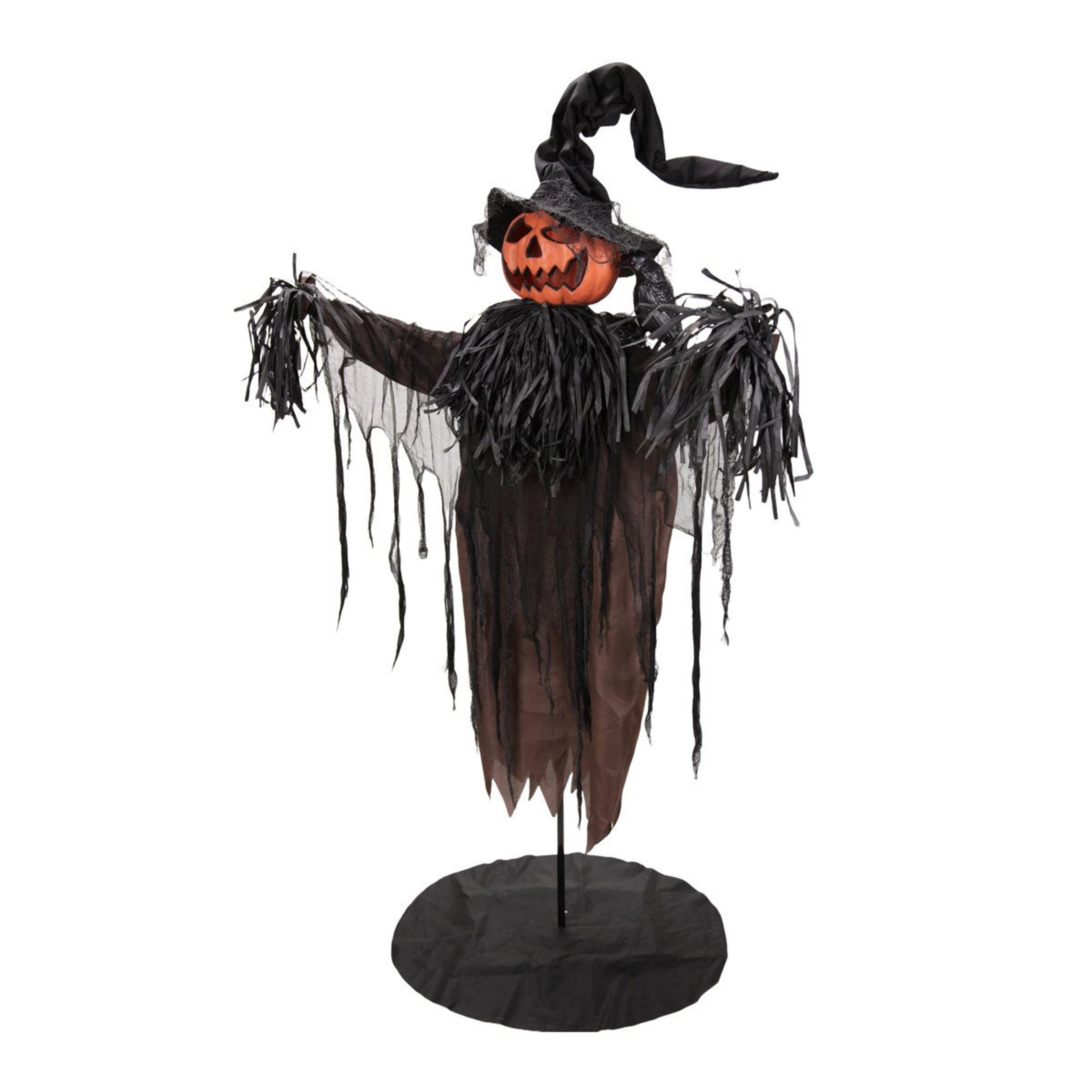 haunted hill farm 6 ft halloween scarecrow animatronic with animated crow and red led eyes