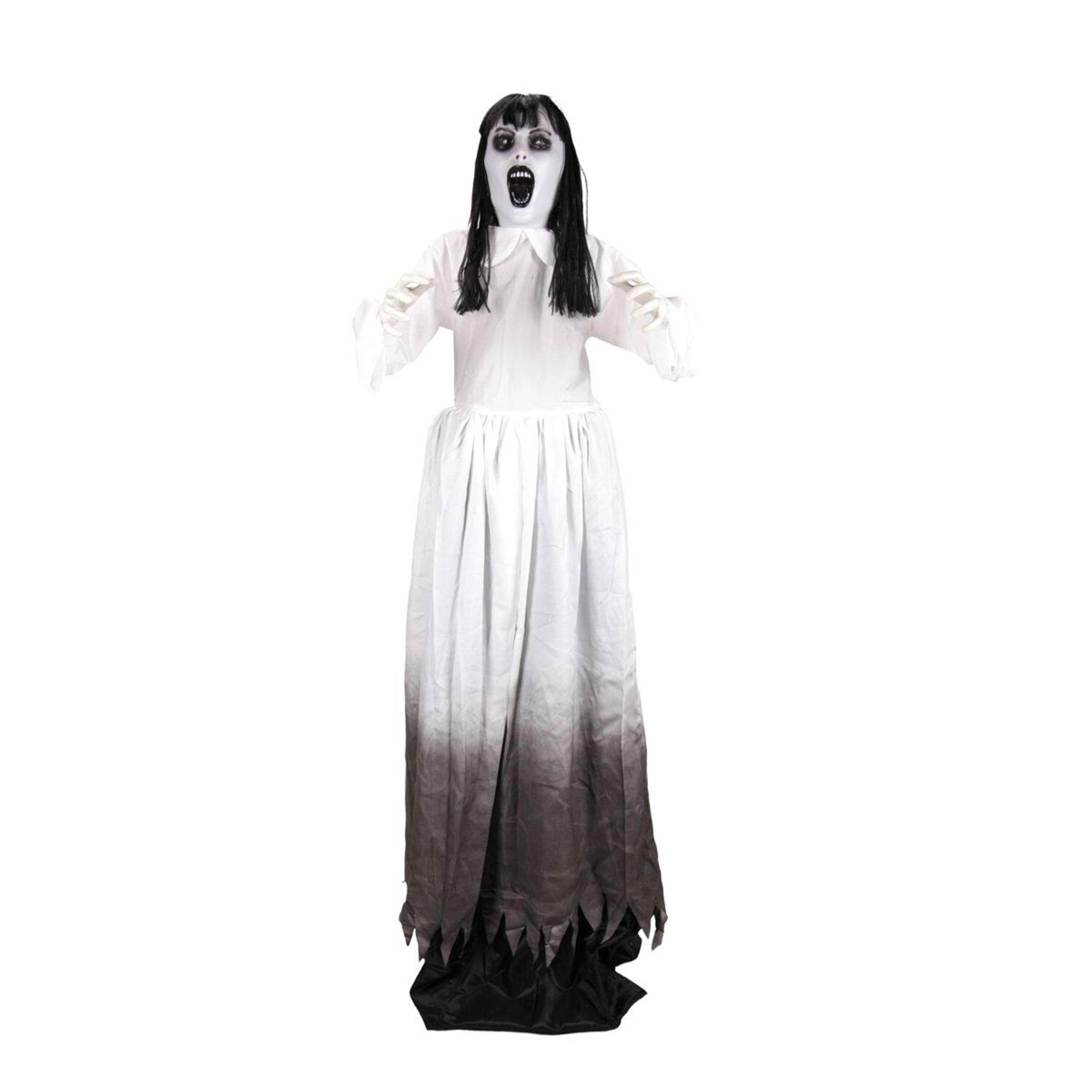 haunted hill farm 5ft 11in raising lady halloween animatronic with led eyes and rising motion