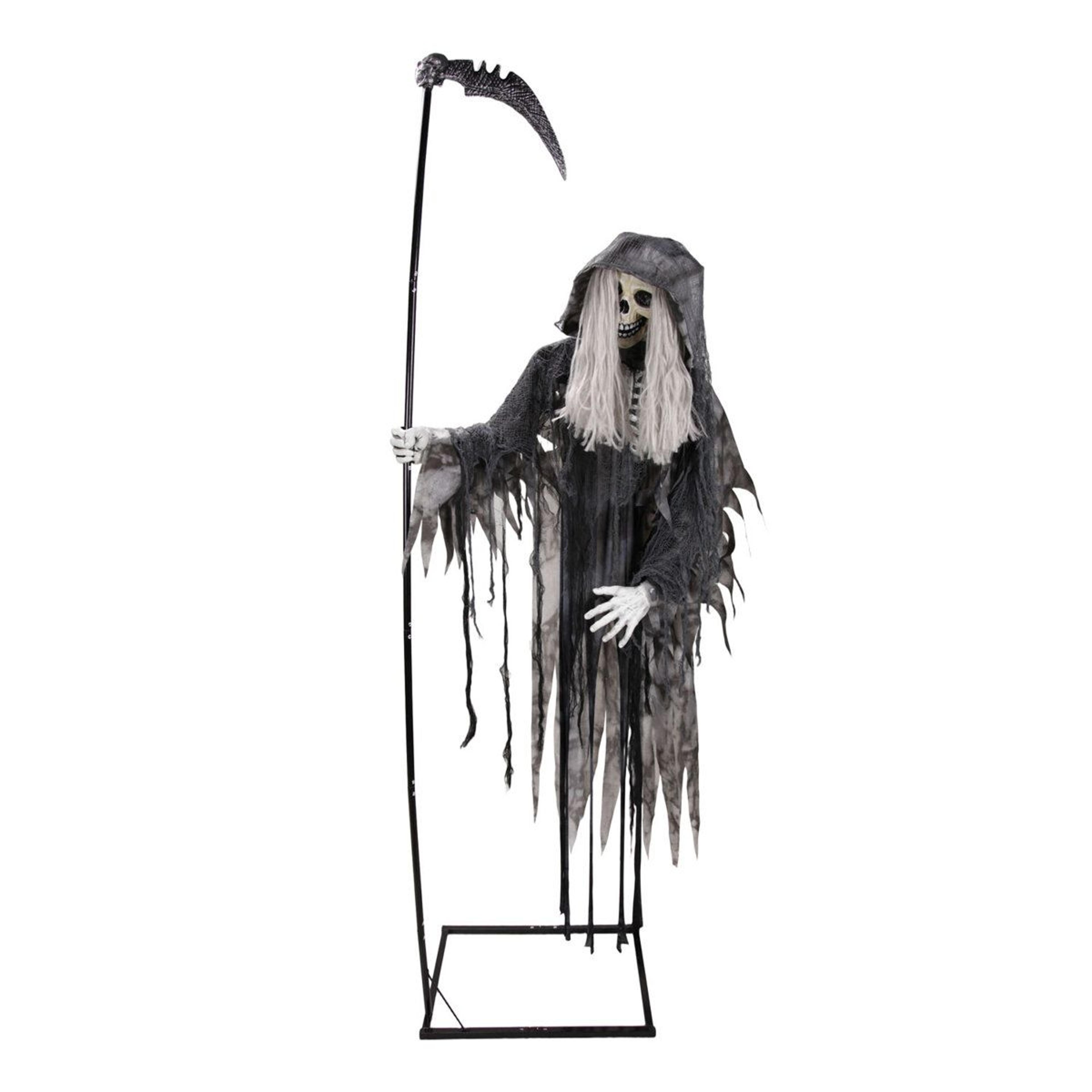 haunted hill farm 7.5 ft floating reaper halloween animatronic with red led eyes