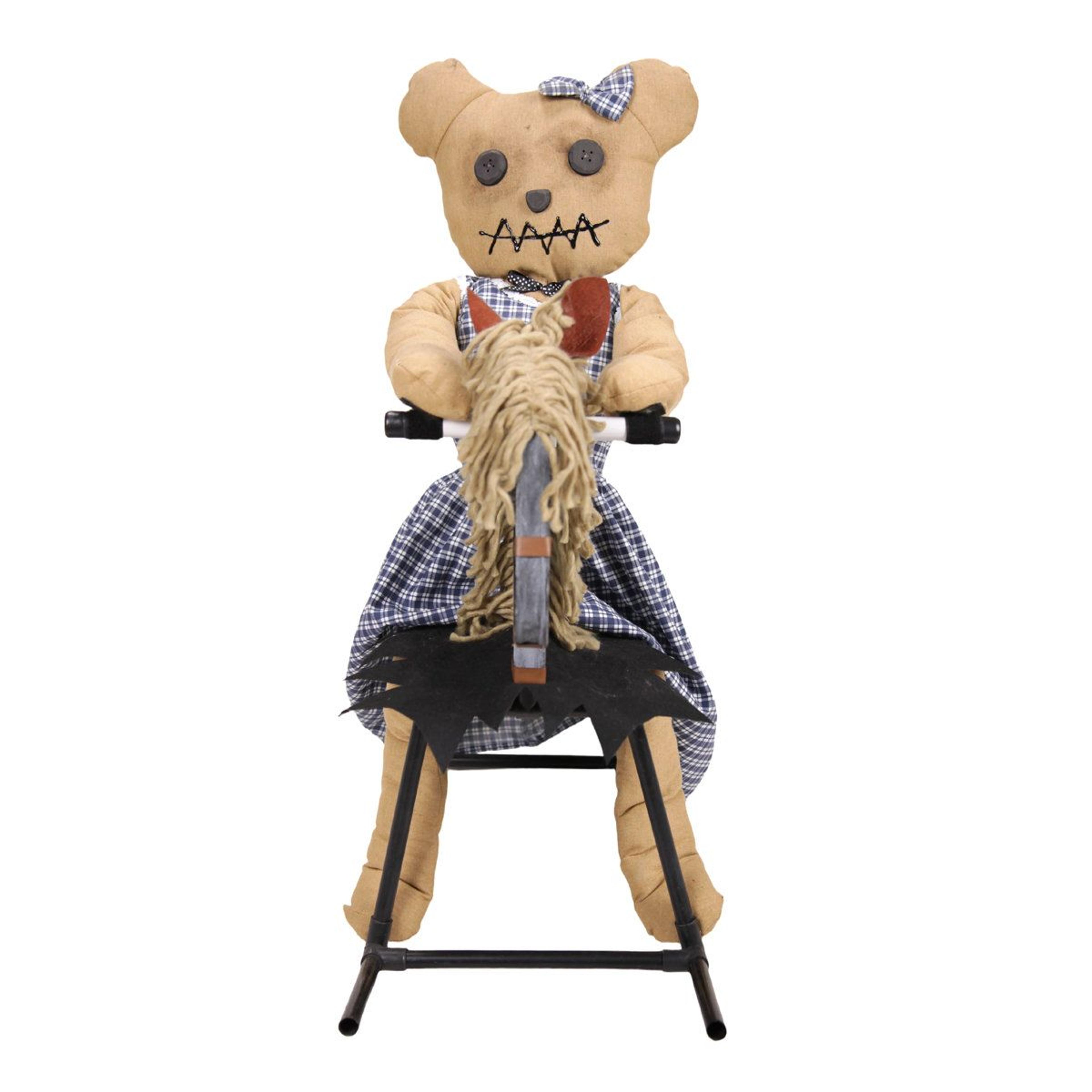 haunted hill farm 25 in bear riding rocking horse halloween animatronic
