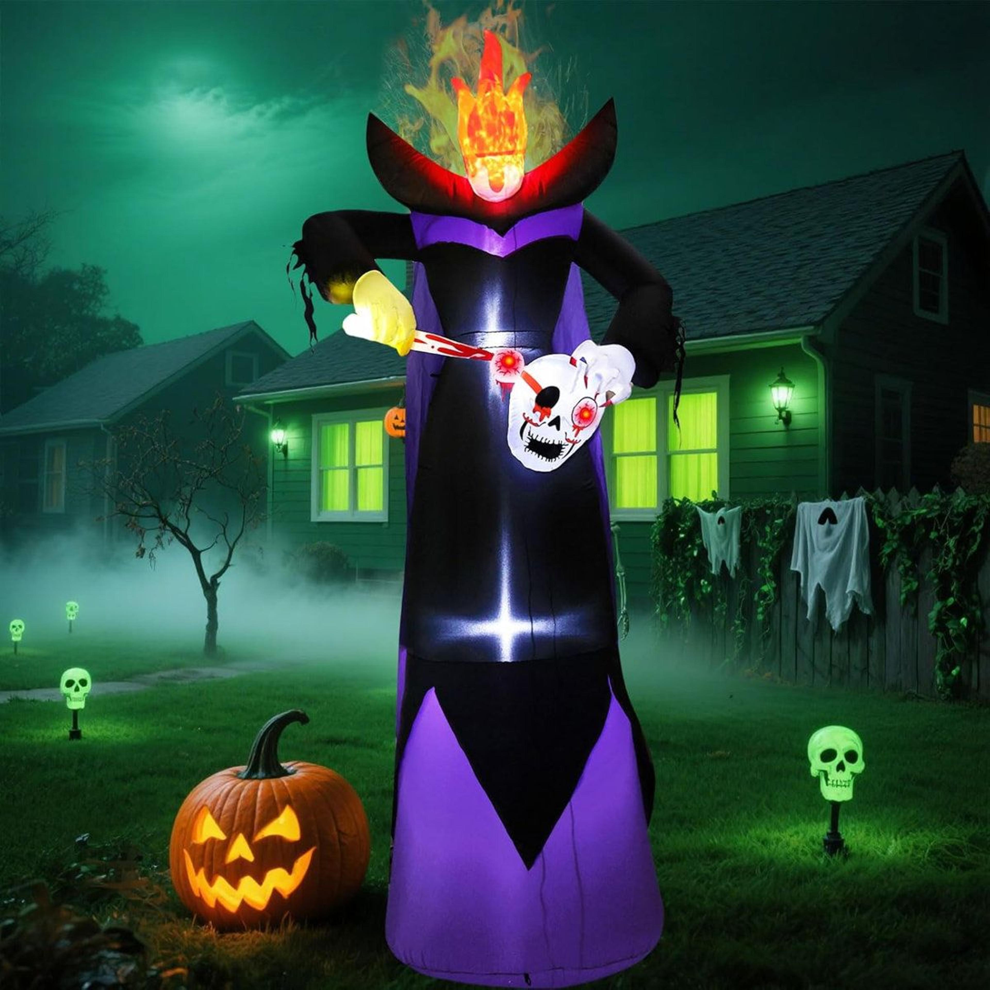 10ft halloween inflatable grim reaper with led lights outdoor yard decor