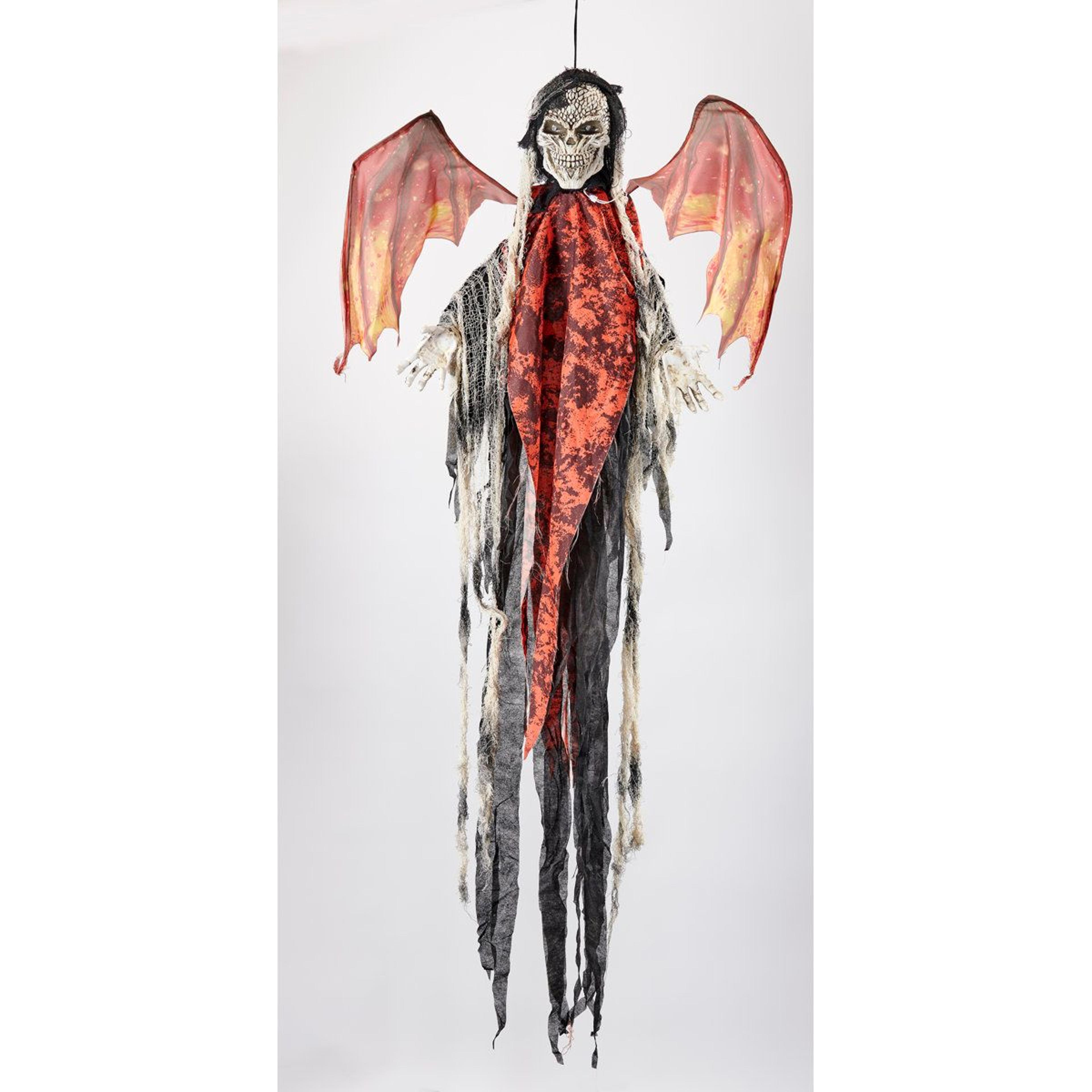 50 inch animated halloween reaper with wings light up red eyes