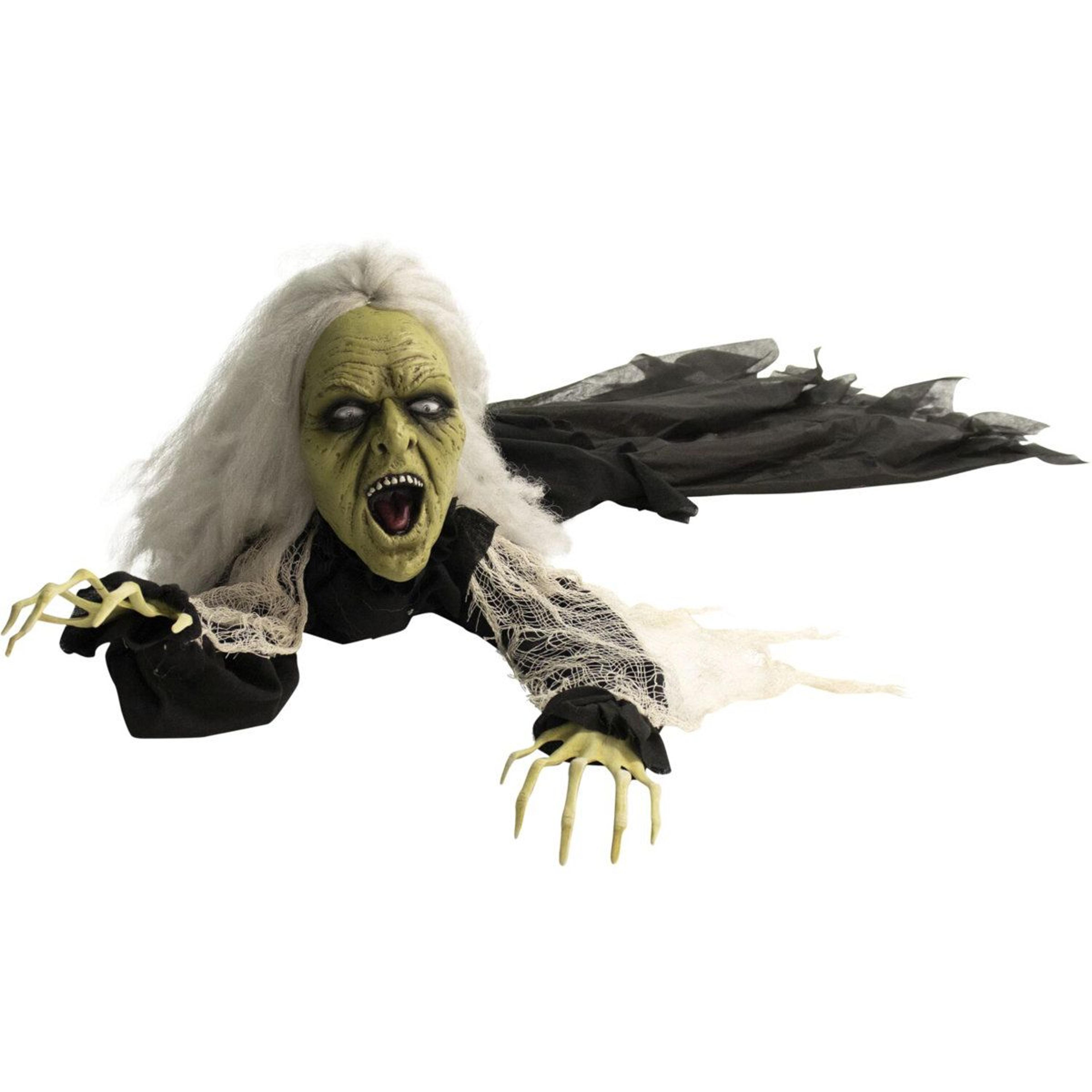 haunted hill farm crawling witch animatronic halloween decoration with lights and sound