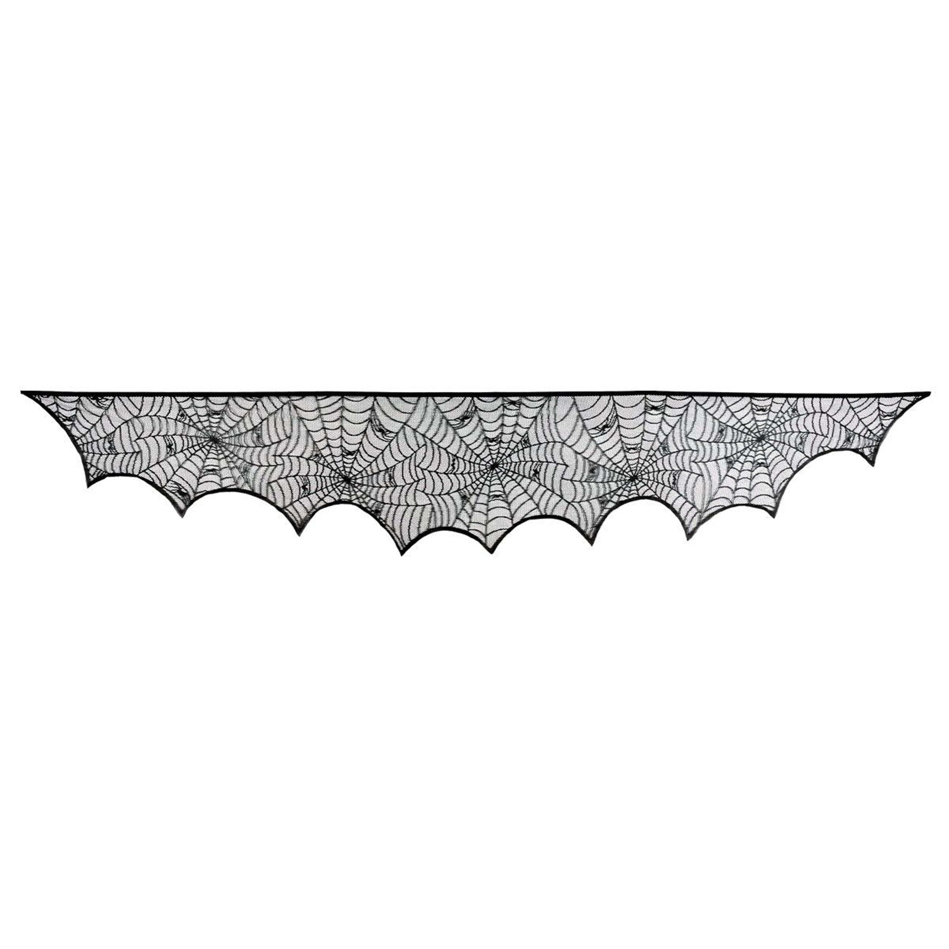 halloween spider web mantel scarf black gothic fireplace shelf decor