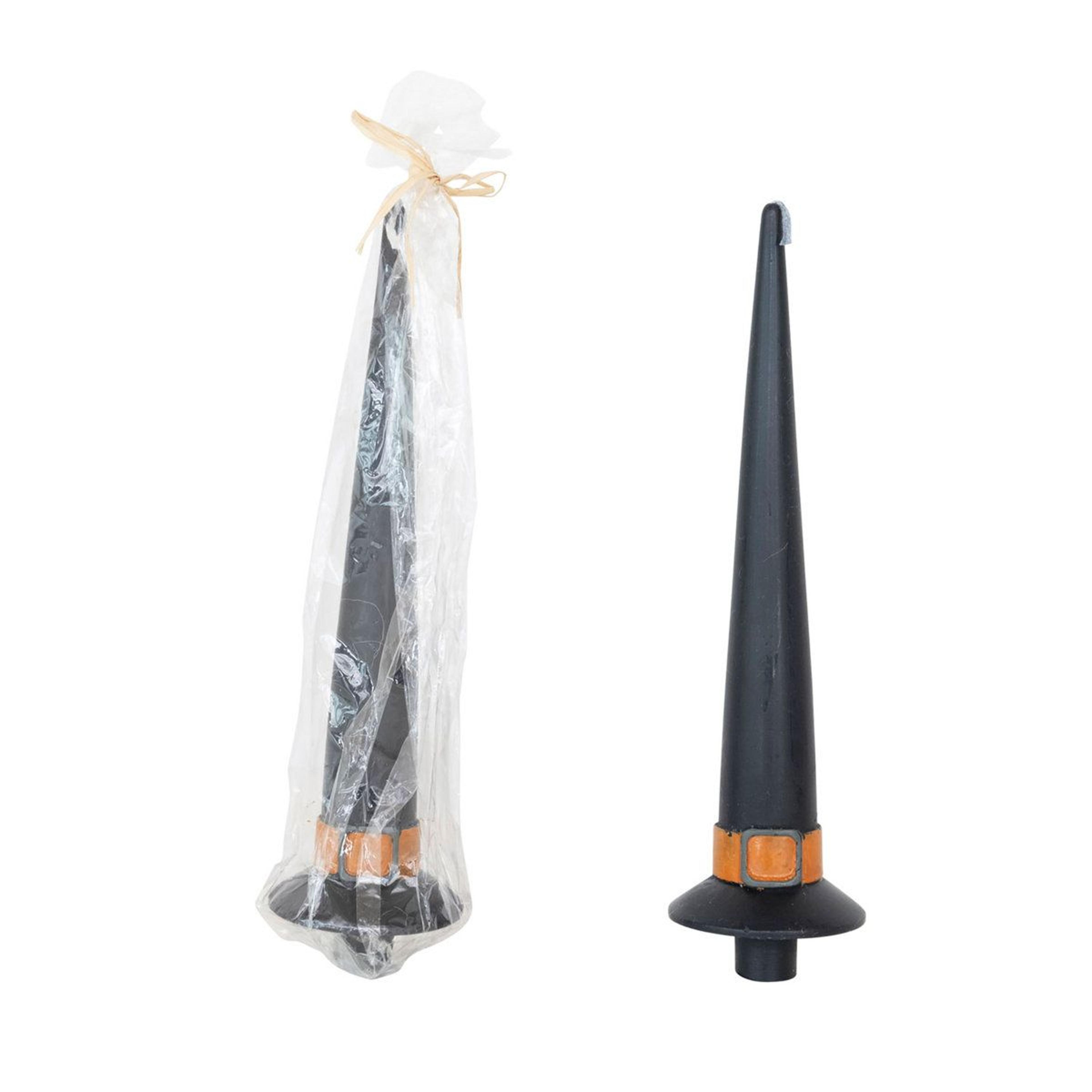 witch hat halloween taper candle black and orange unscented 15 hour decorative candle
