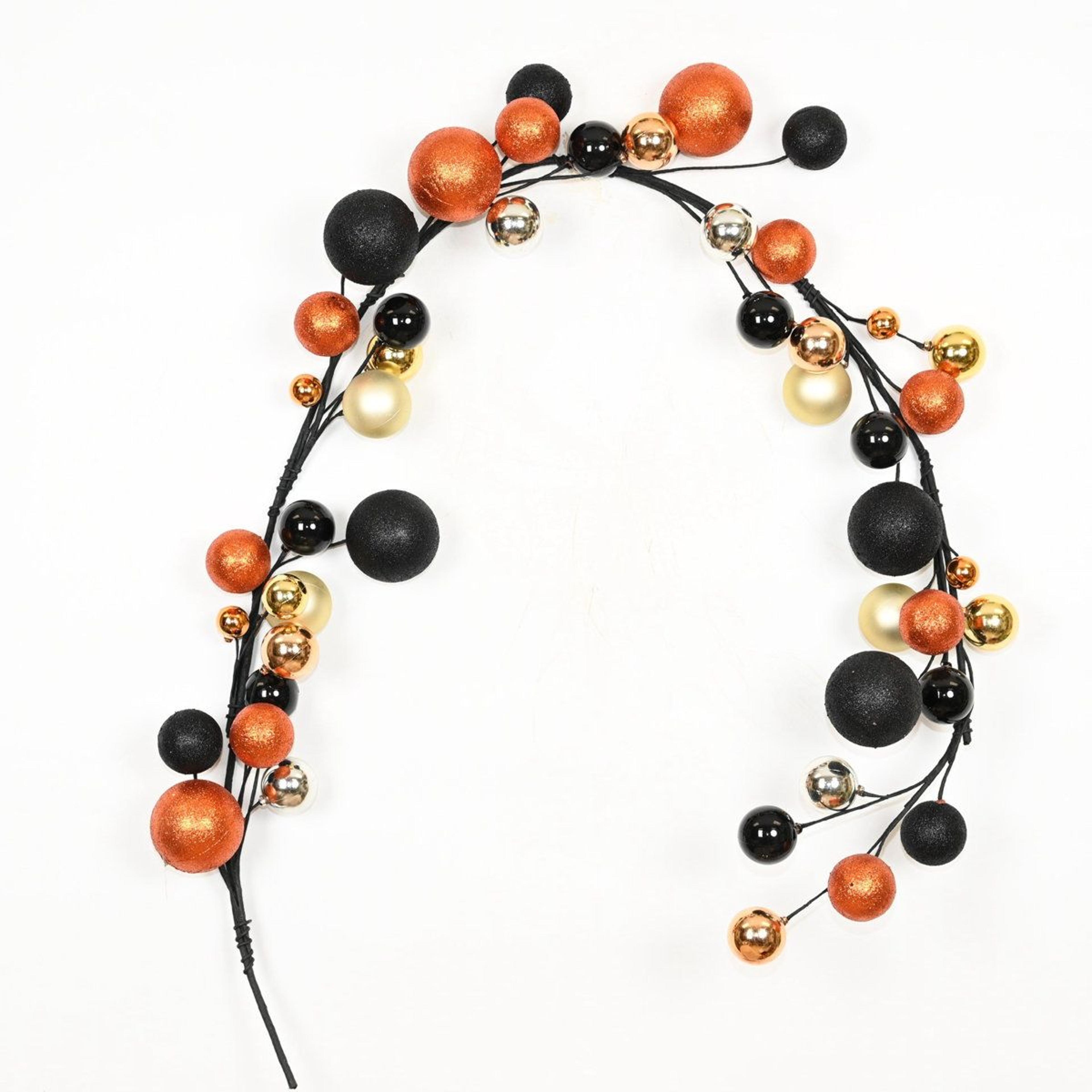 72 inch artificial fall garland with ball ornaments for mantel and table decor