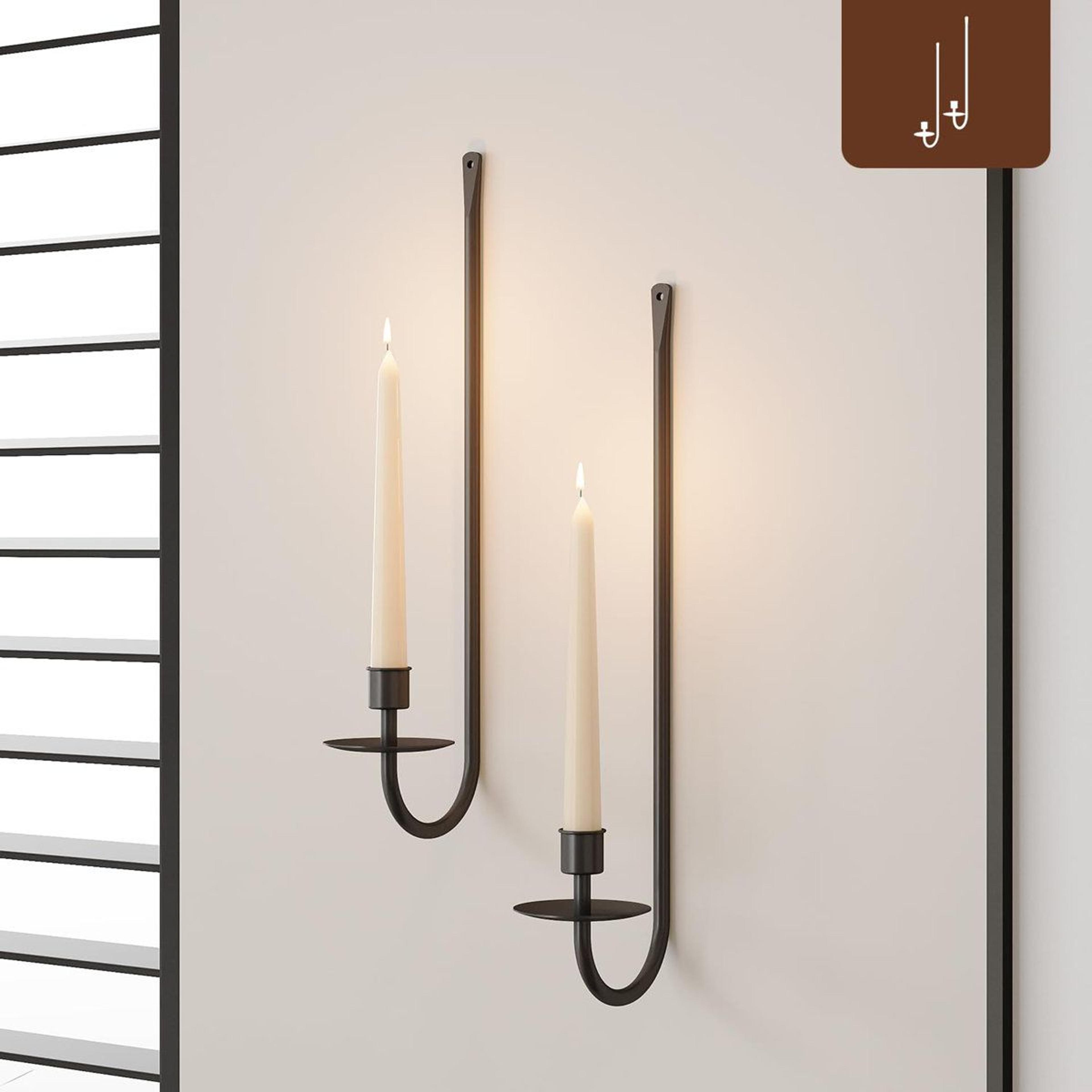 black metal wall candle sconces set of 2 iron taper candle holders