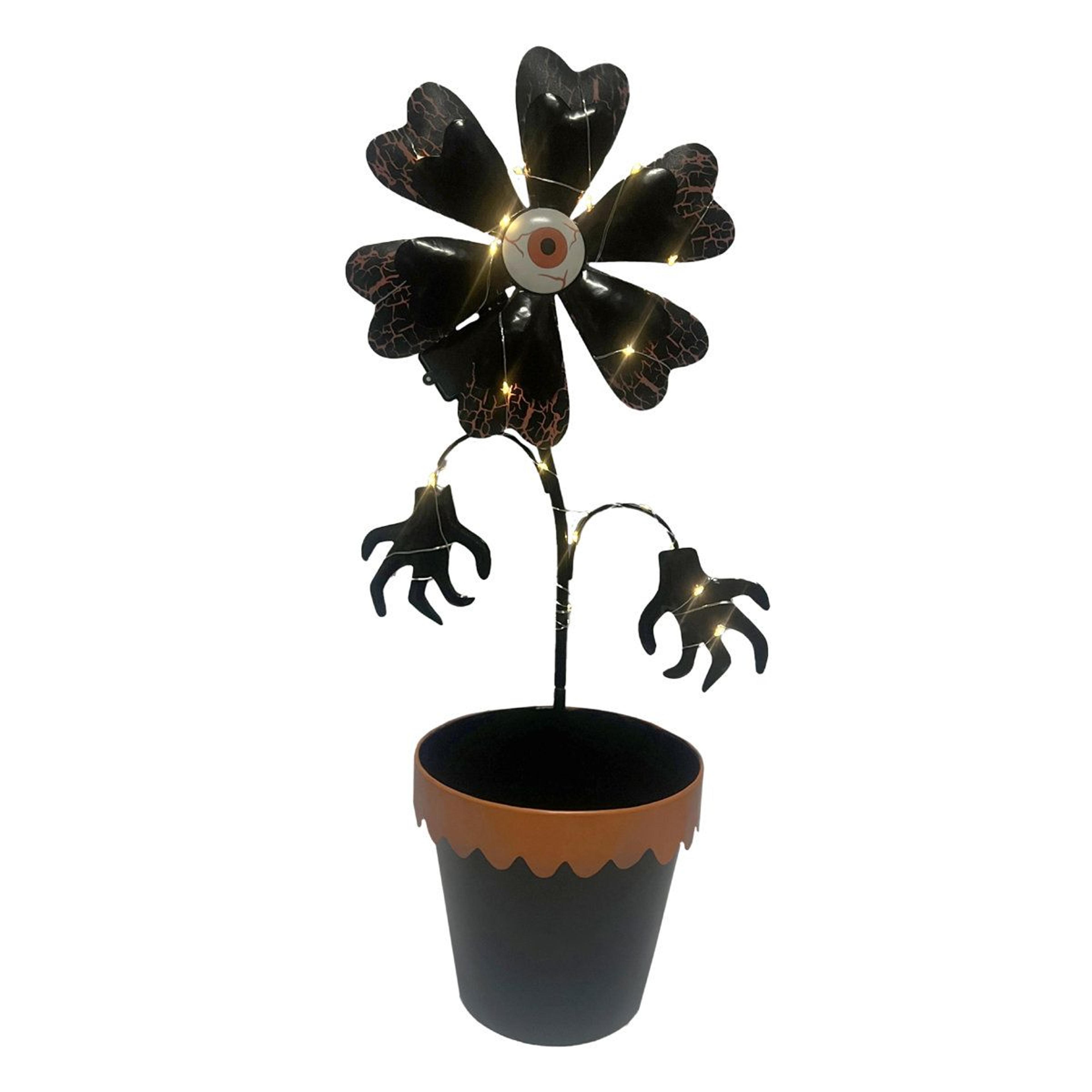 haunted hill farm 24-in led flower pot halloween garden stake decoration