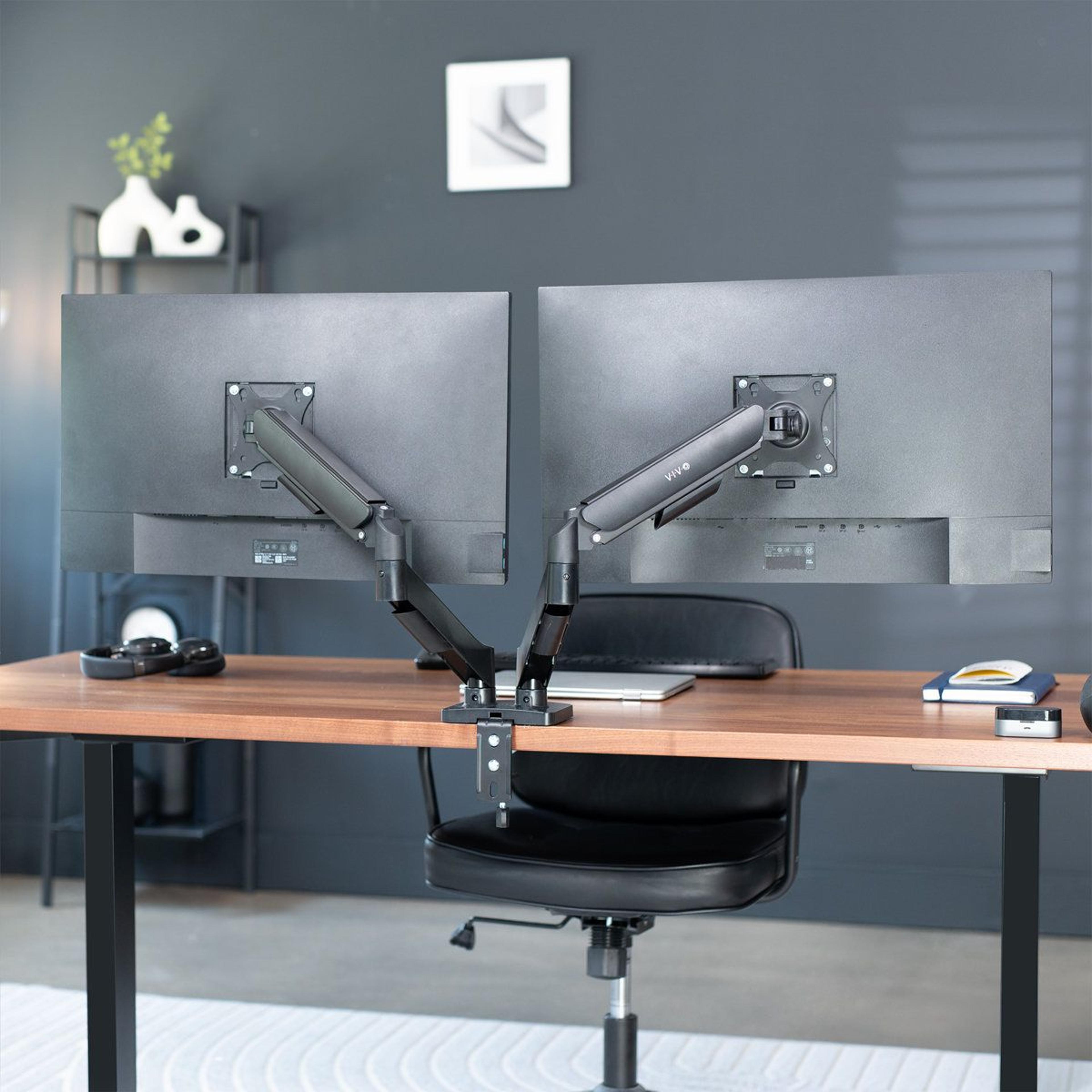 mechanical dual monitor desk mount adjustable monitor arm for 17 to 32 inch screens
