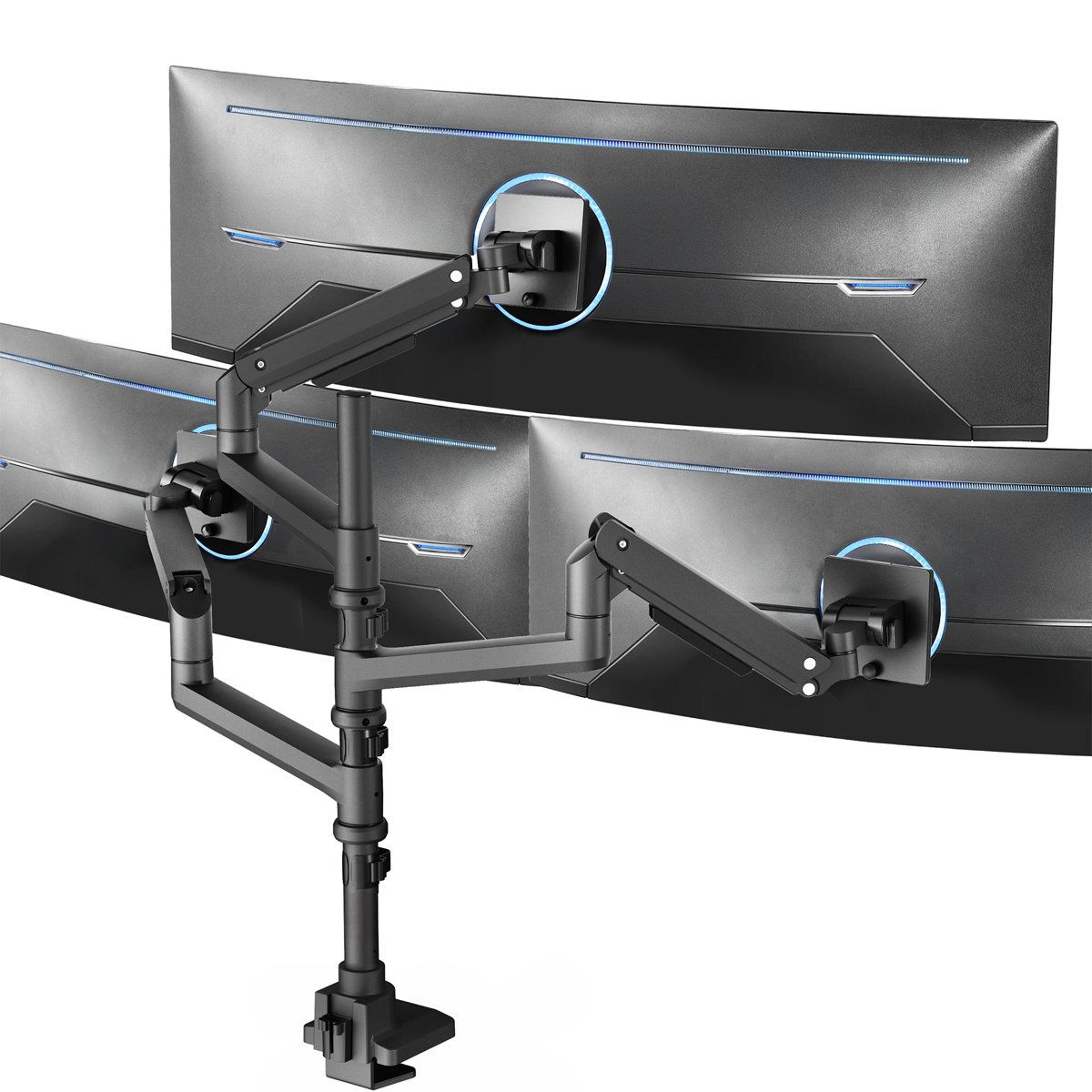 pneumatic triple ultrawide monitor desk mount for 49 inch screens