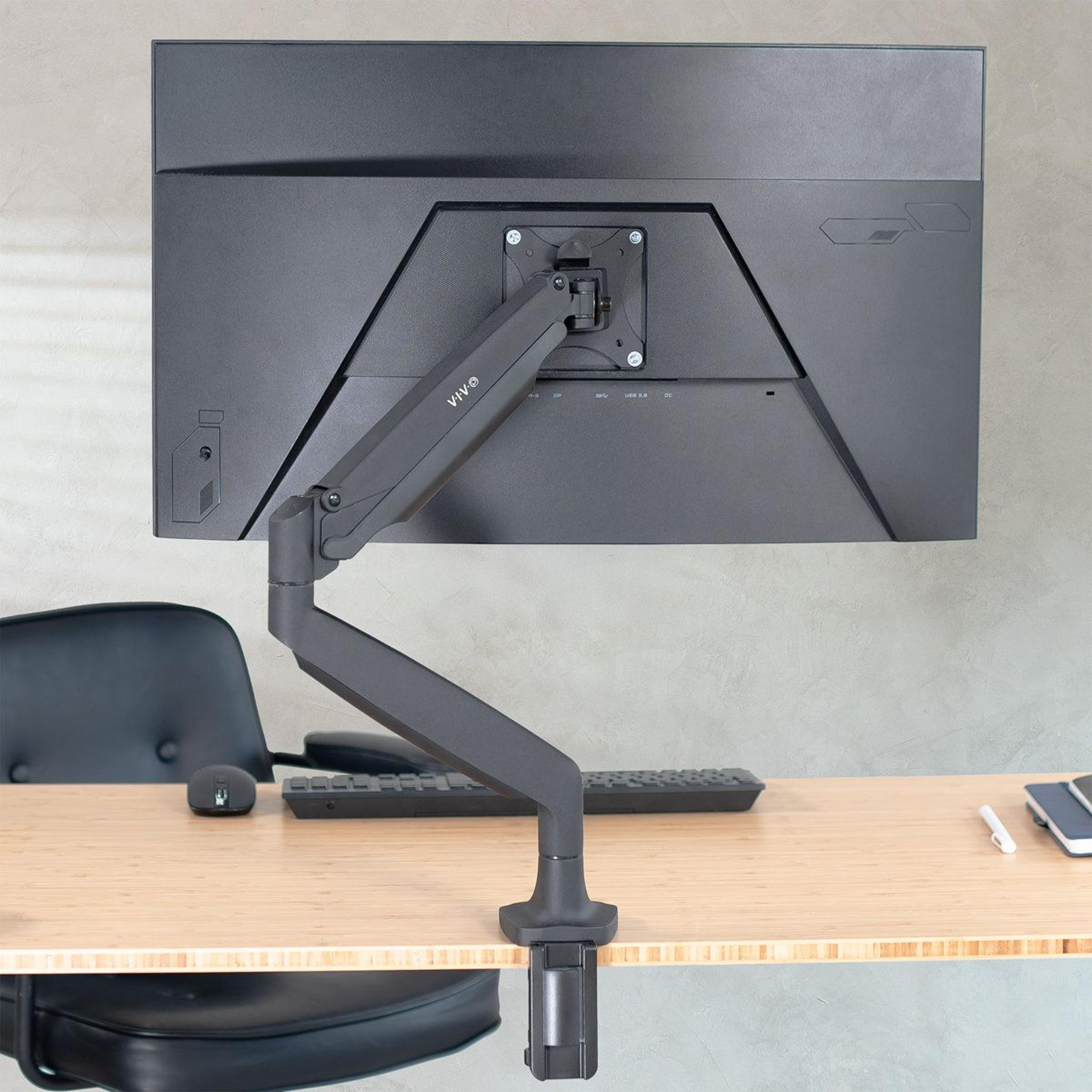 pneumatic gas spring single monitor desk mount adjustable c clamp arm