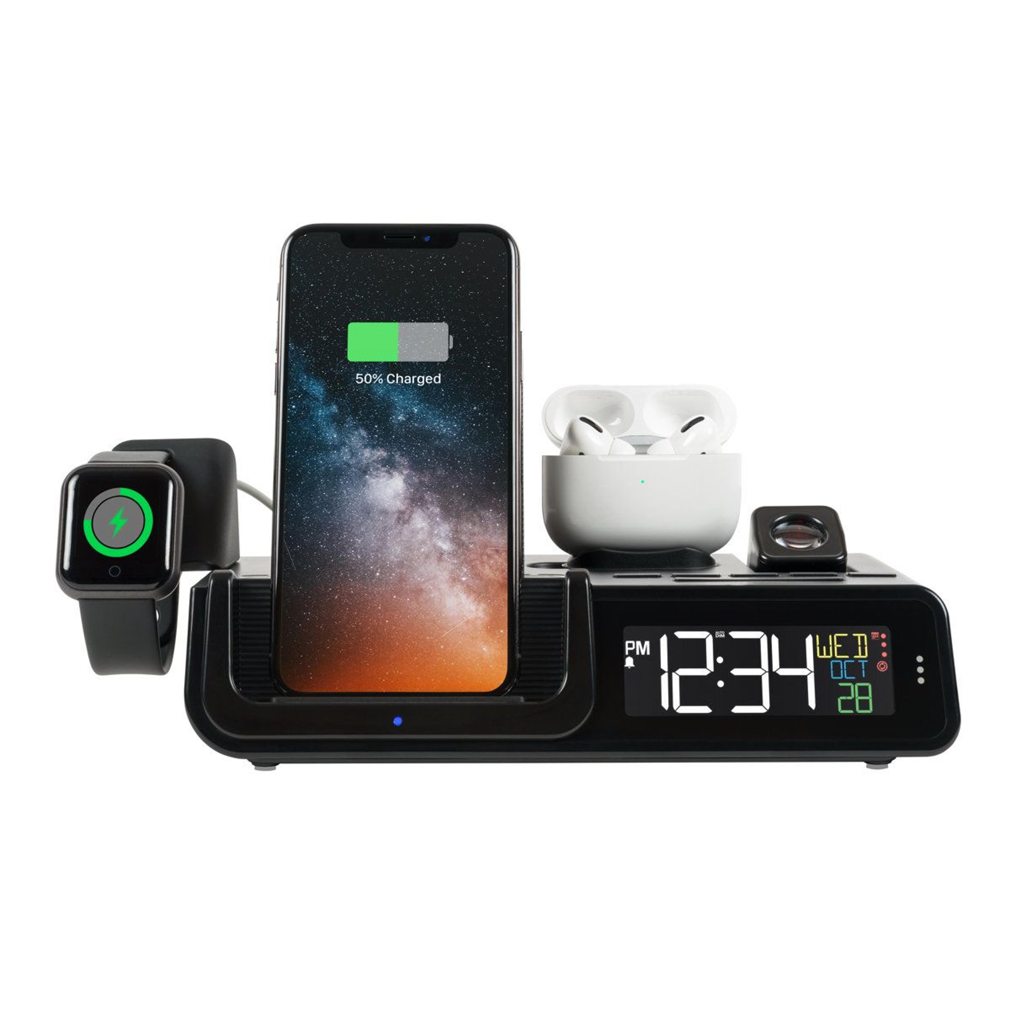 ivy bronx projection alarm clock with 10w wireless charging station