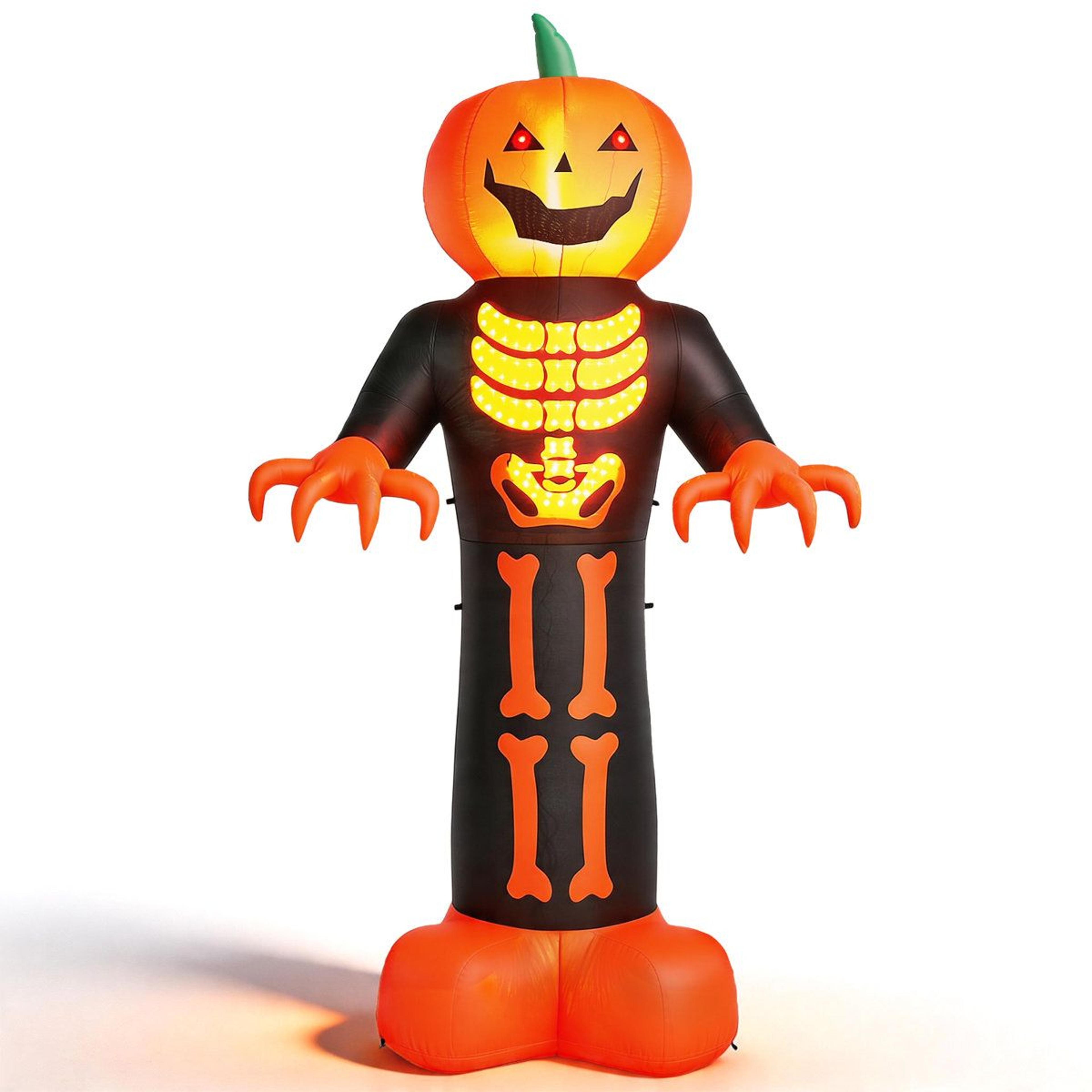 12 ft inflatable pumpkin skeleton reaper with led lights halloween yard decor