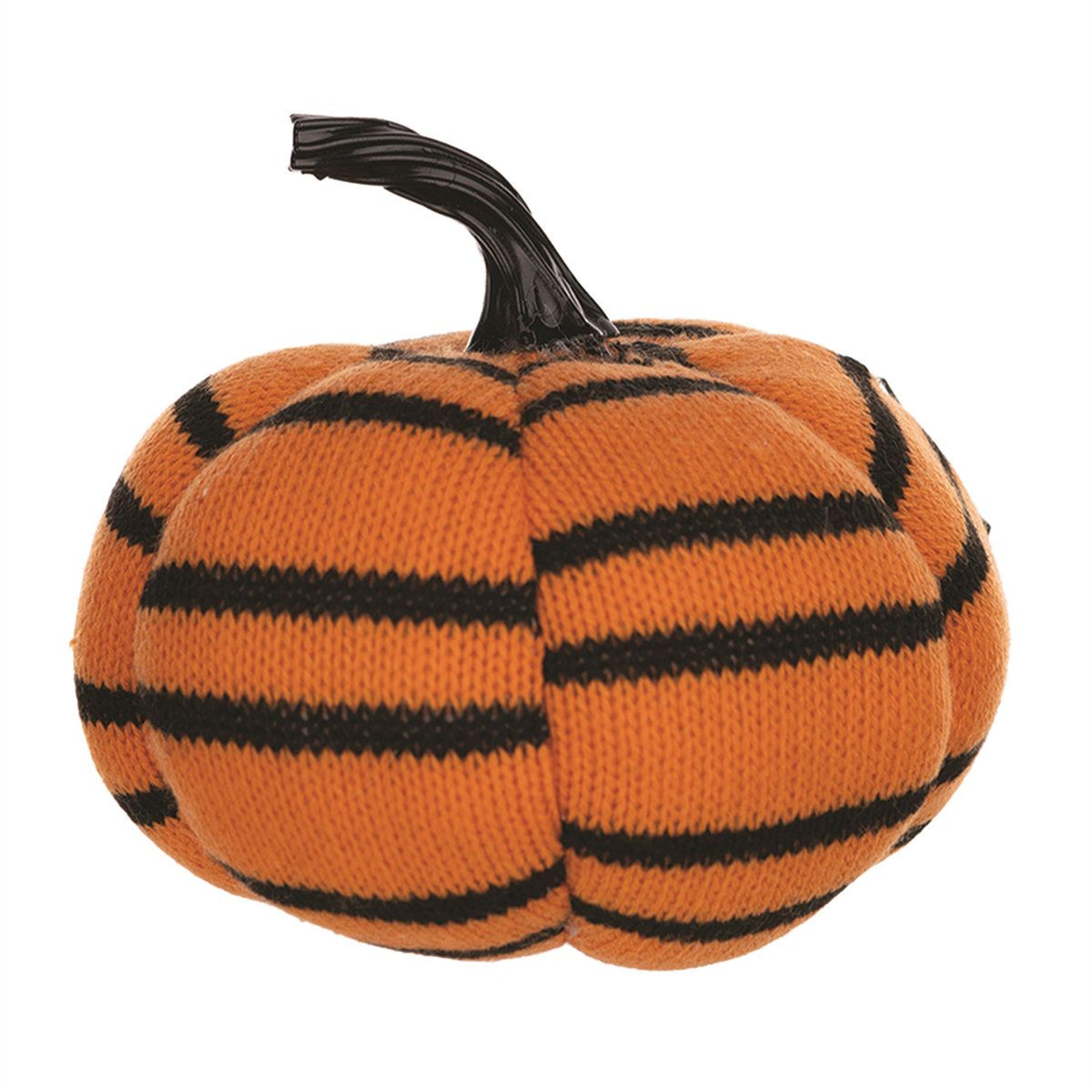 plush halloween pumpkin decor set of 4 orange black striped accents