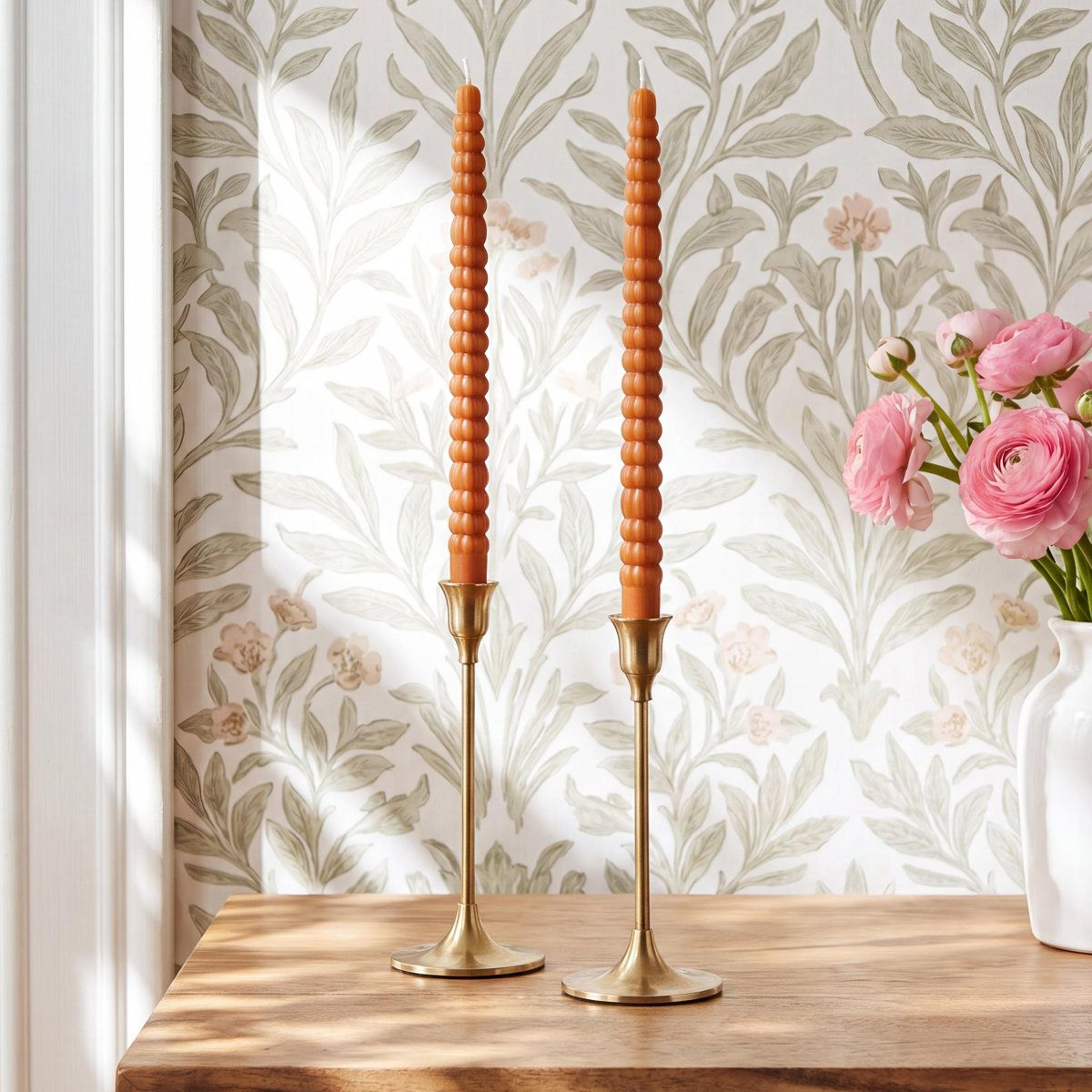 birch lane unscented pumpkin shaped taper candles set of 2 fall table decor