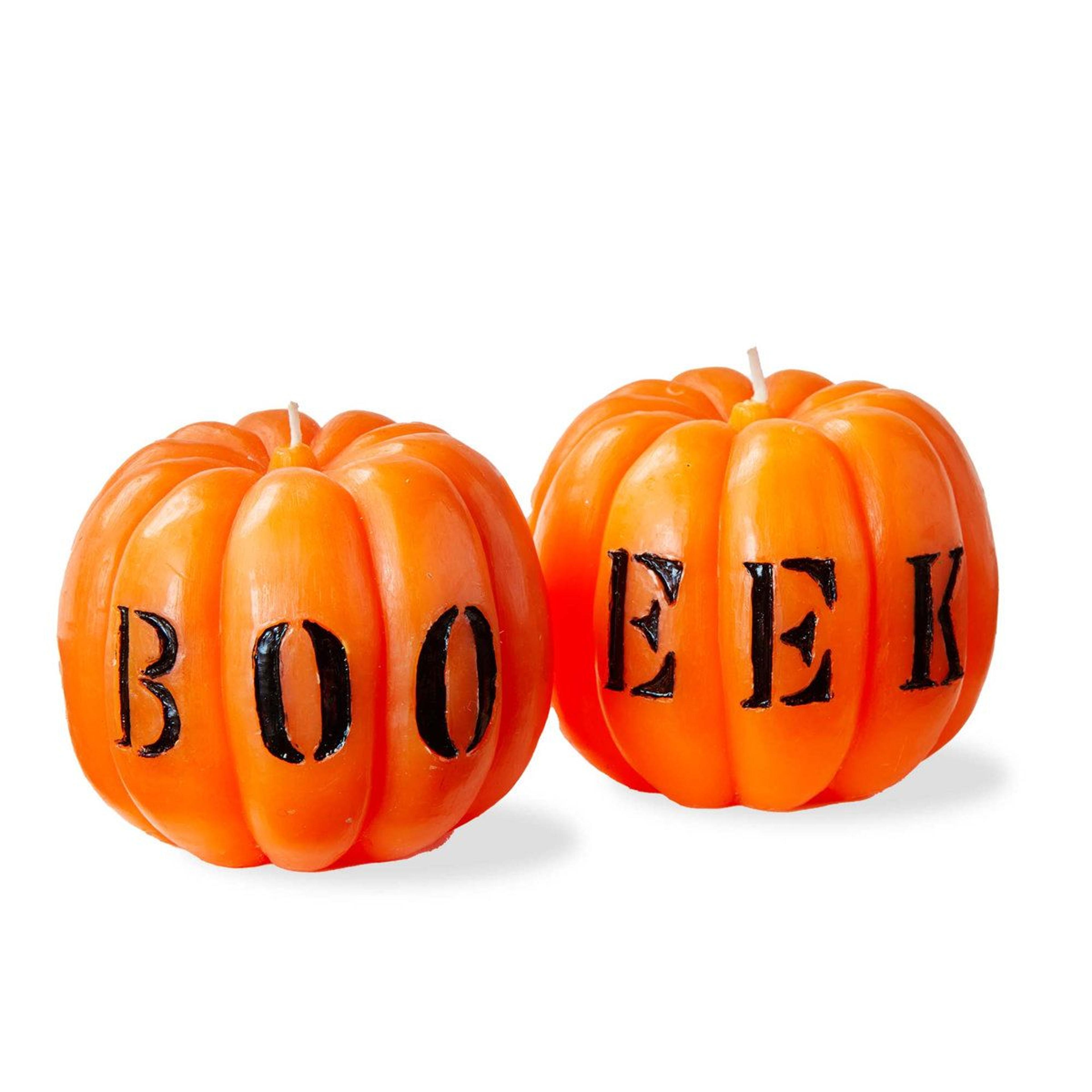 boo eek pumpkin halloween candles set of 2