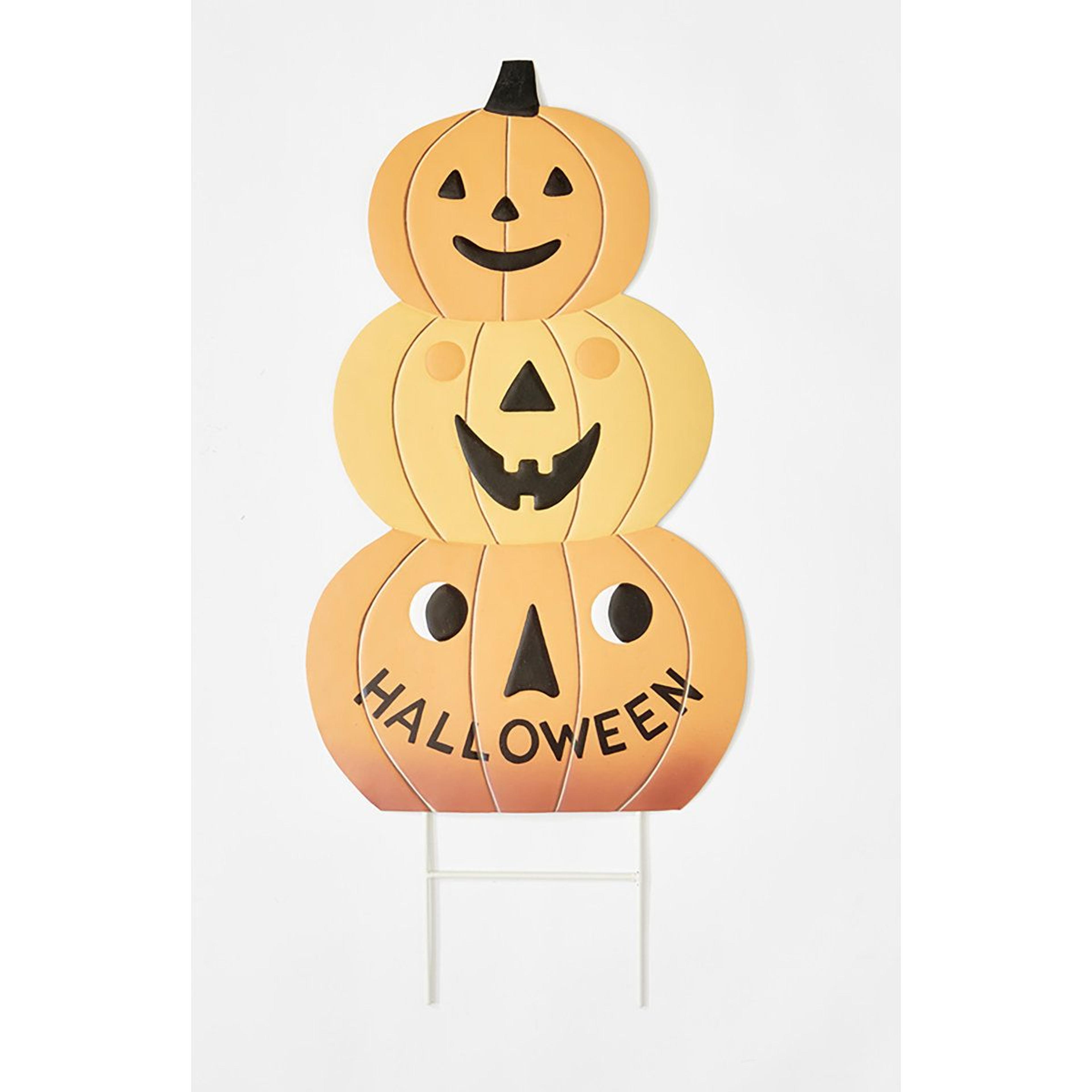 triple pumpkin halloween yard stake metal outdoor fall decor