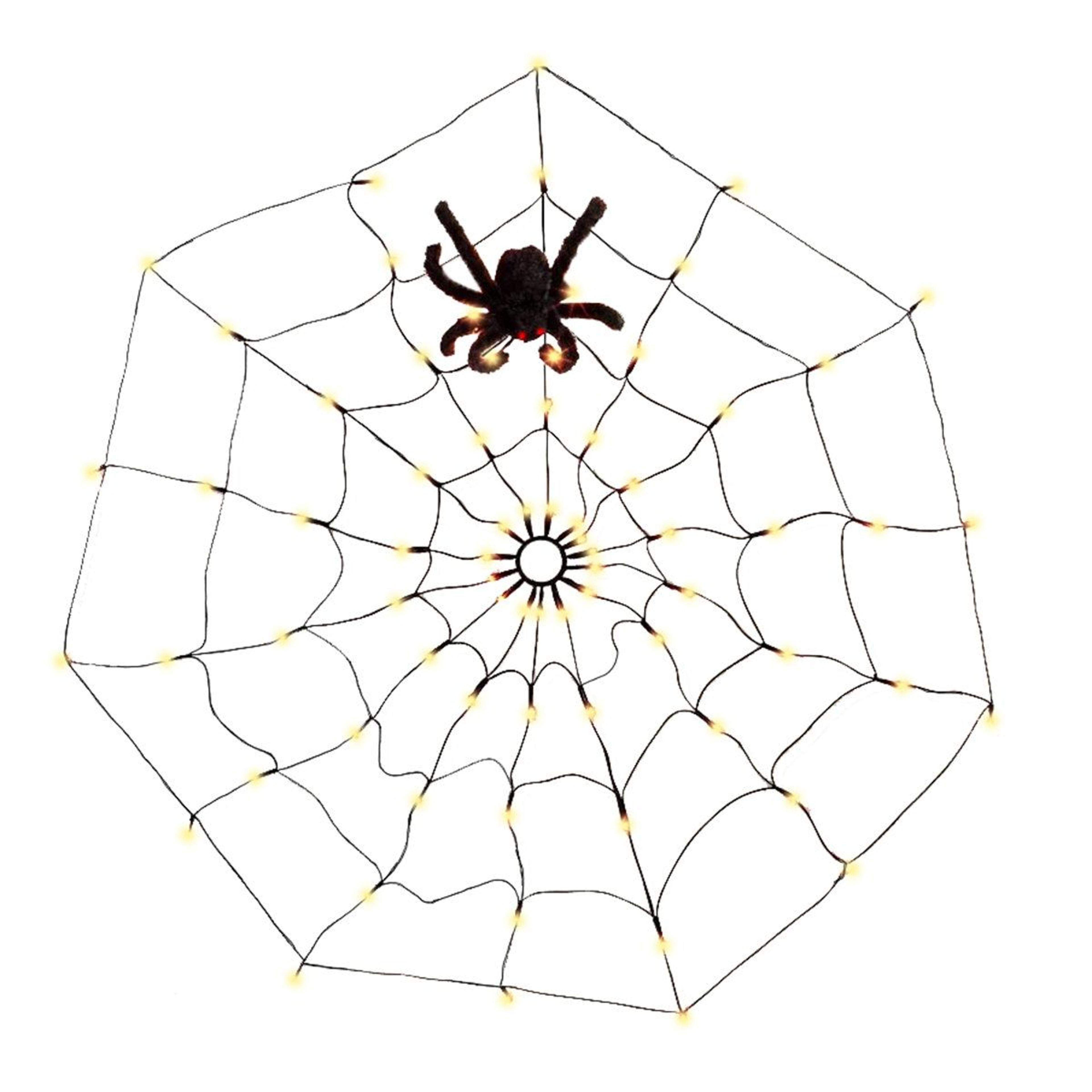 electric lighted spider web with furry spider halloween outdoor decor