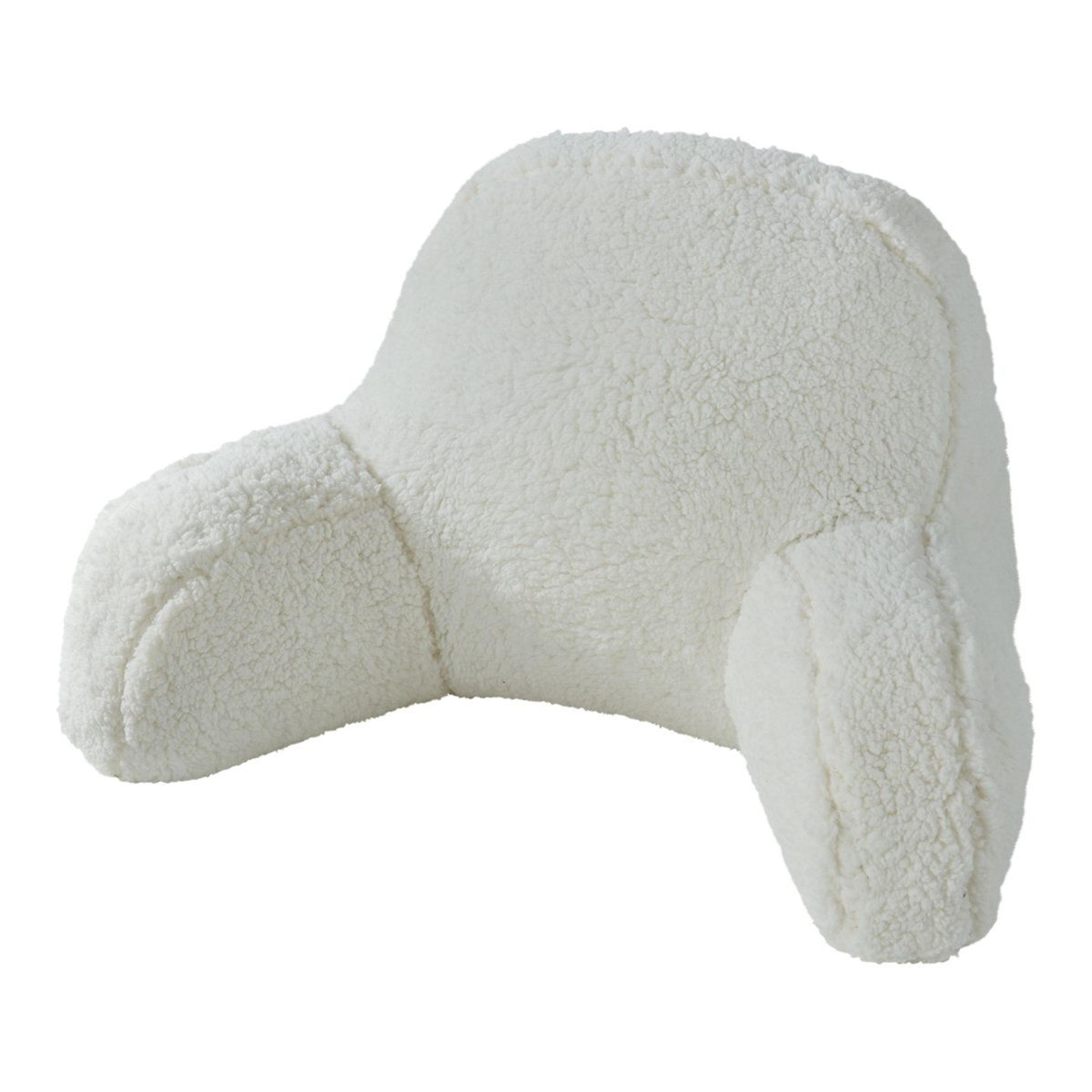faux shearling bed rest pillow with arm and back support