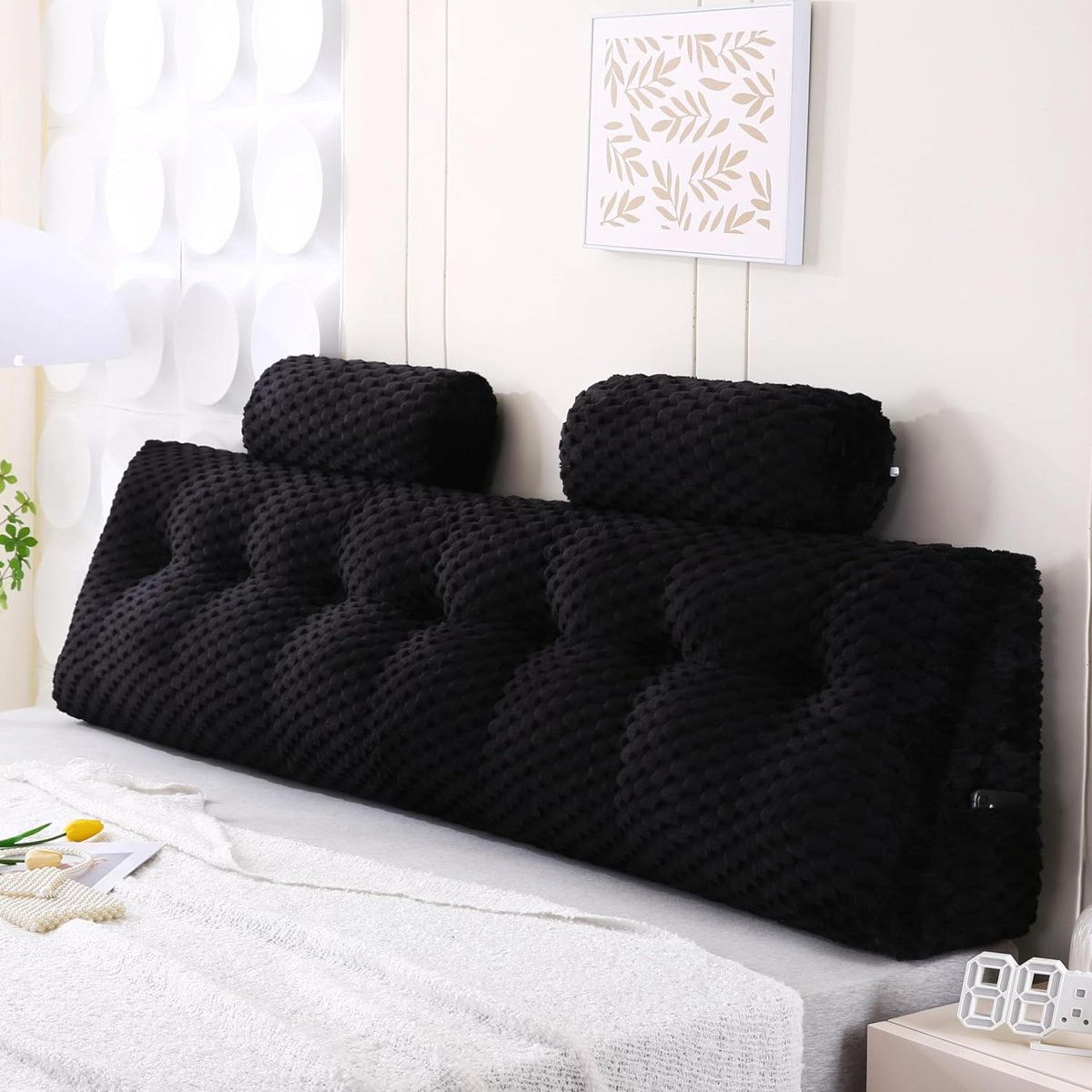 velvet wedge headboard pillow set with 2 head pillows