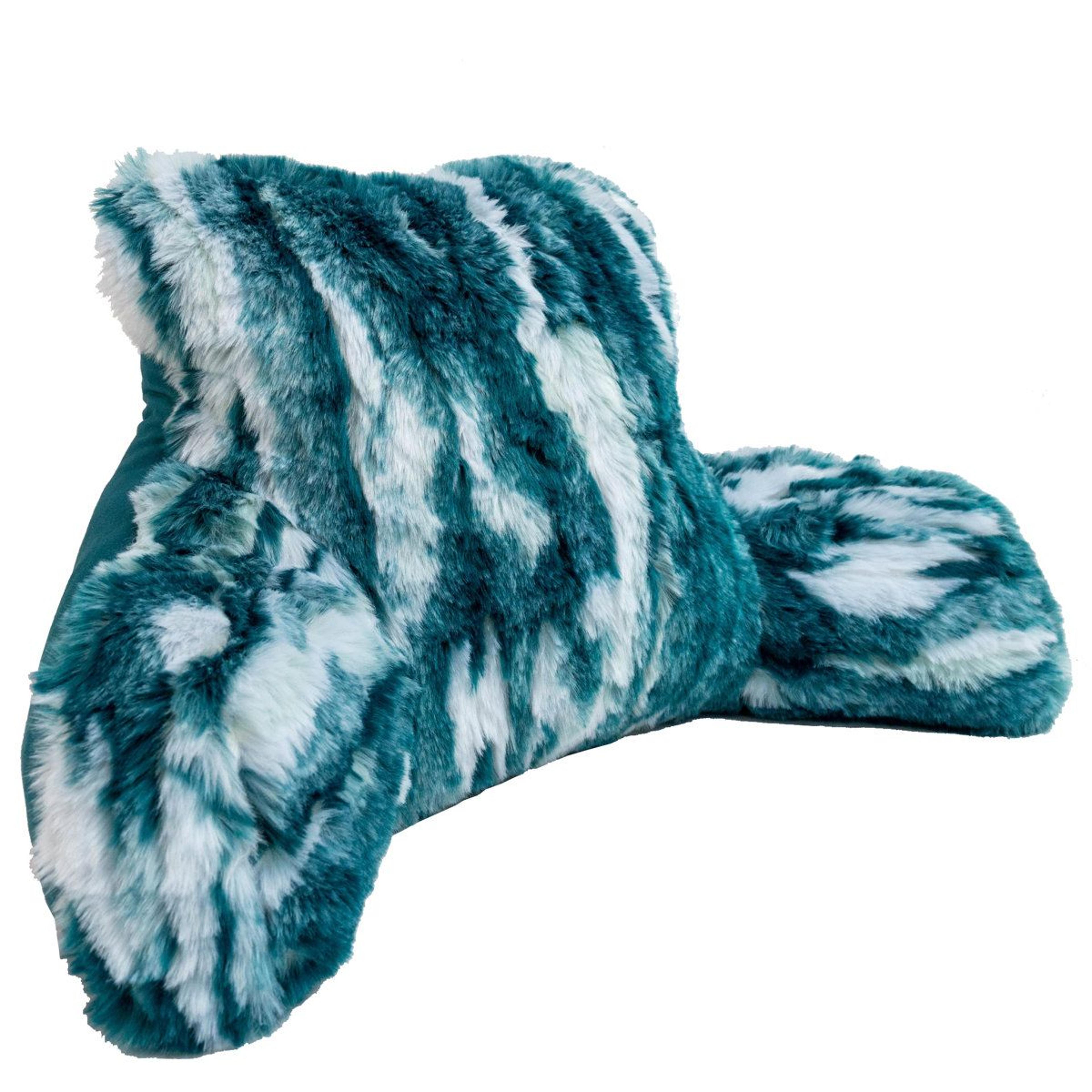 plush faux fur bed rest pillow with arms for reading tv and studying