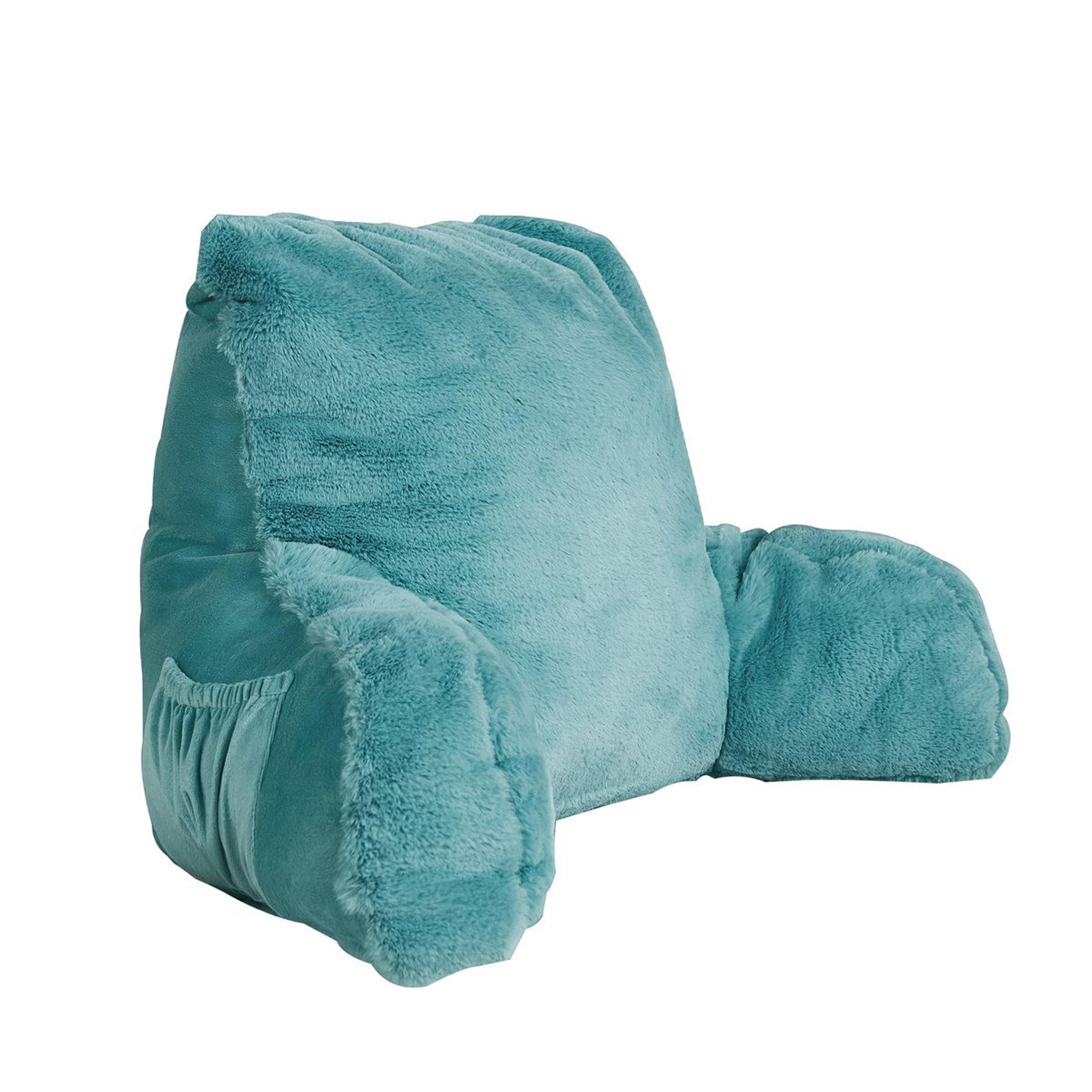 faux fur kids reading pillow with arms soft backrest cushion