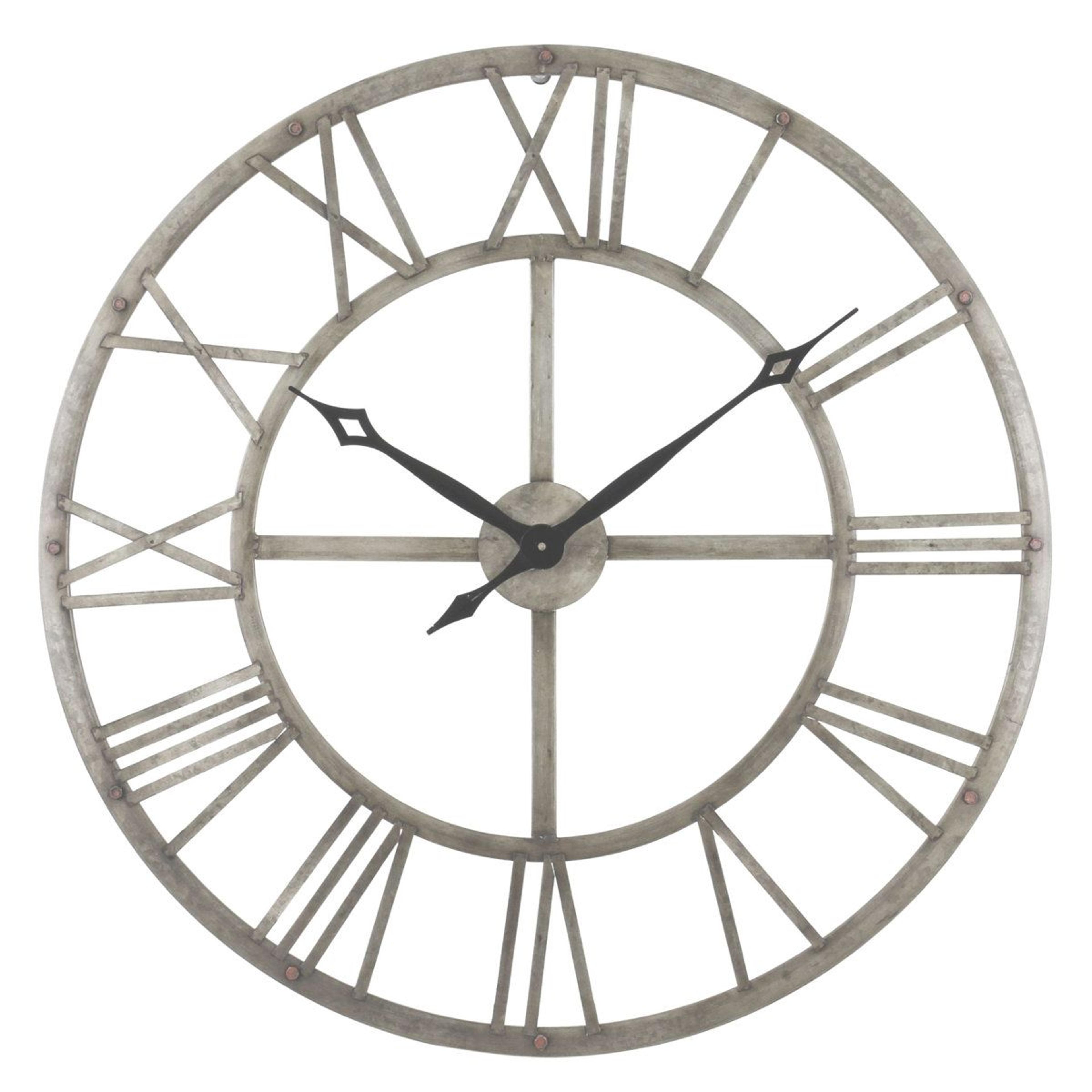 samson 32 inch round metal industrial wall clock with roman numerals