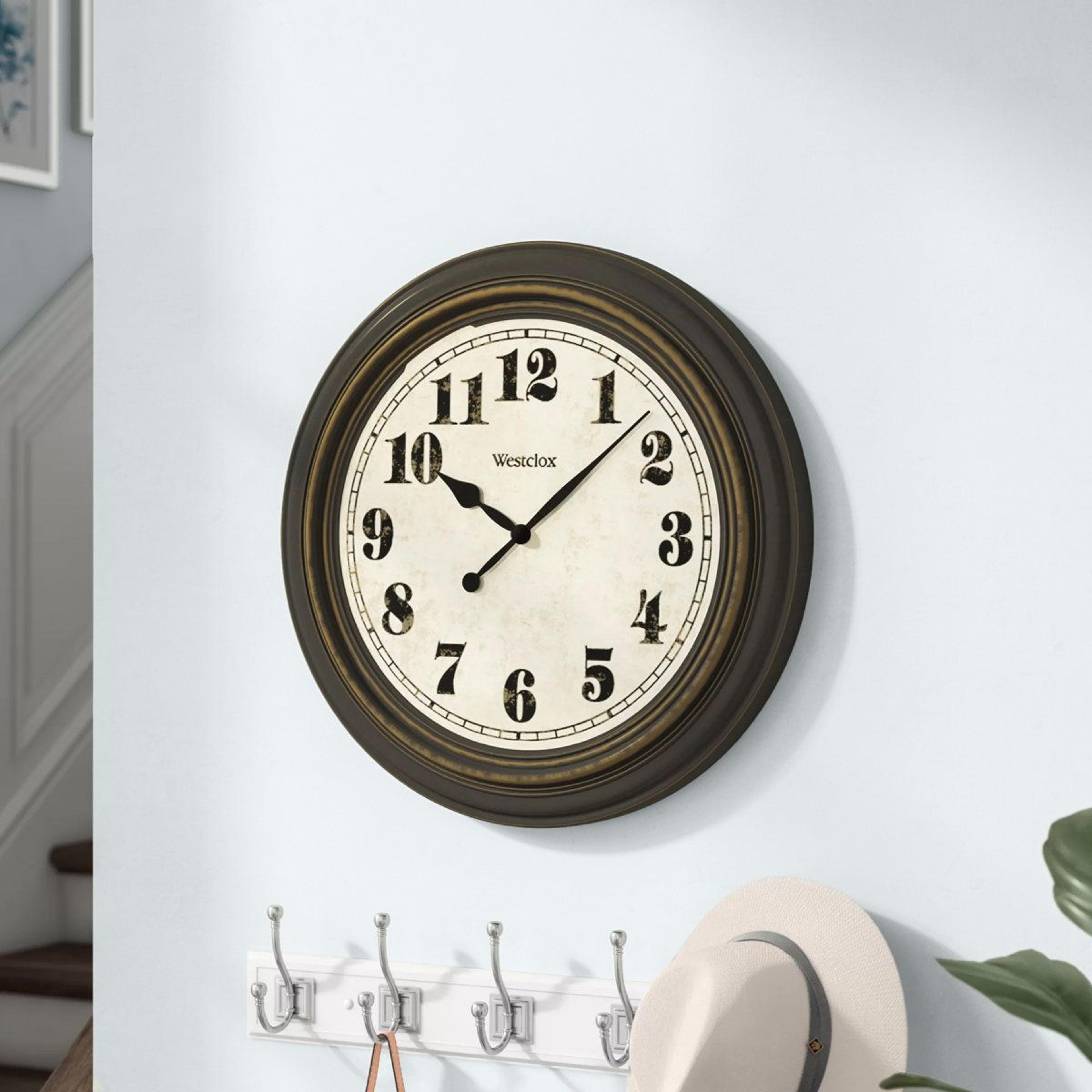 home welles 23 inch oversized vintage wall clock with bold numerals